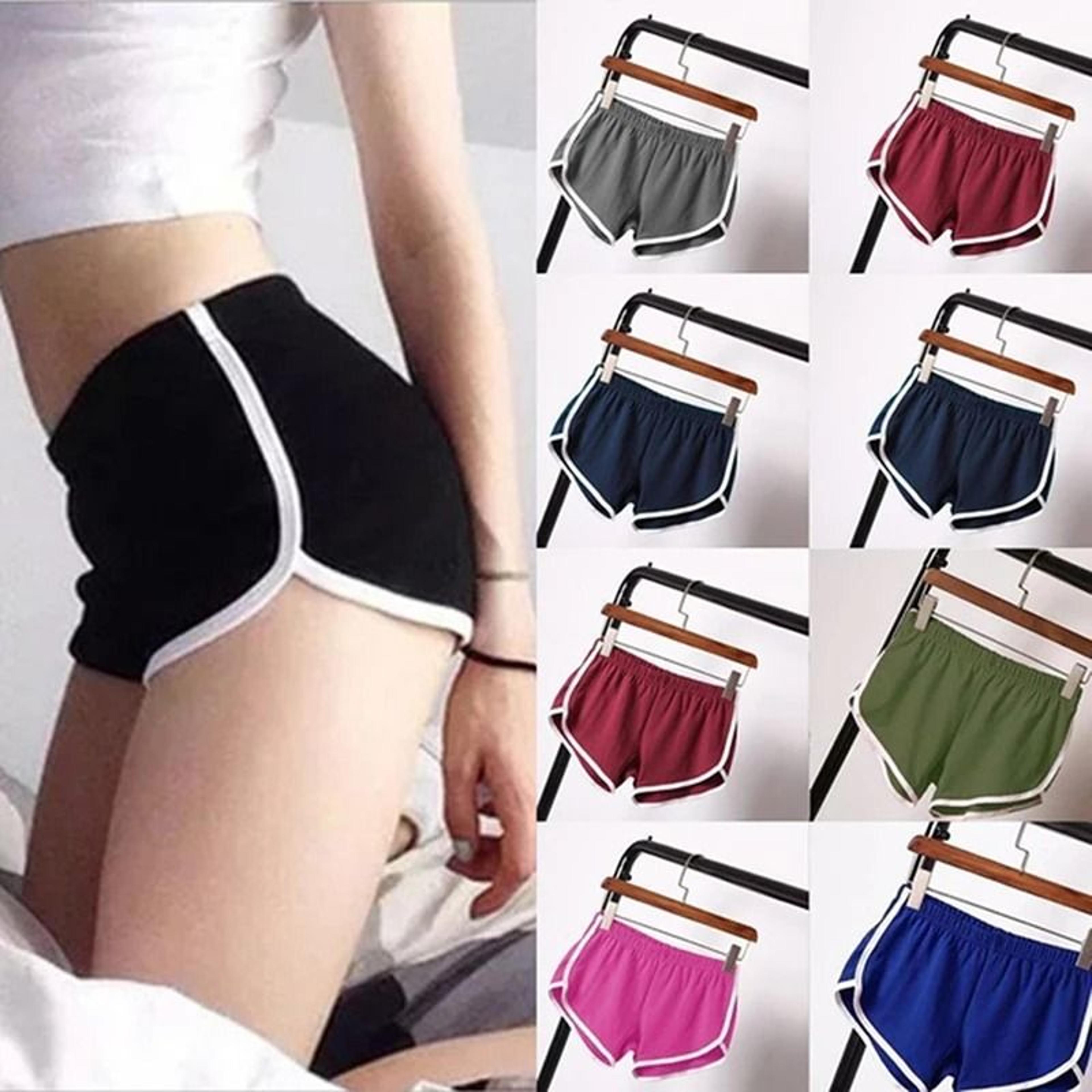 womens candy color high stretch summer sports shorts