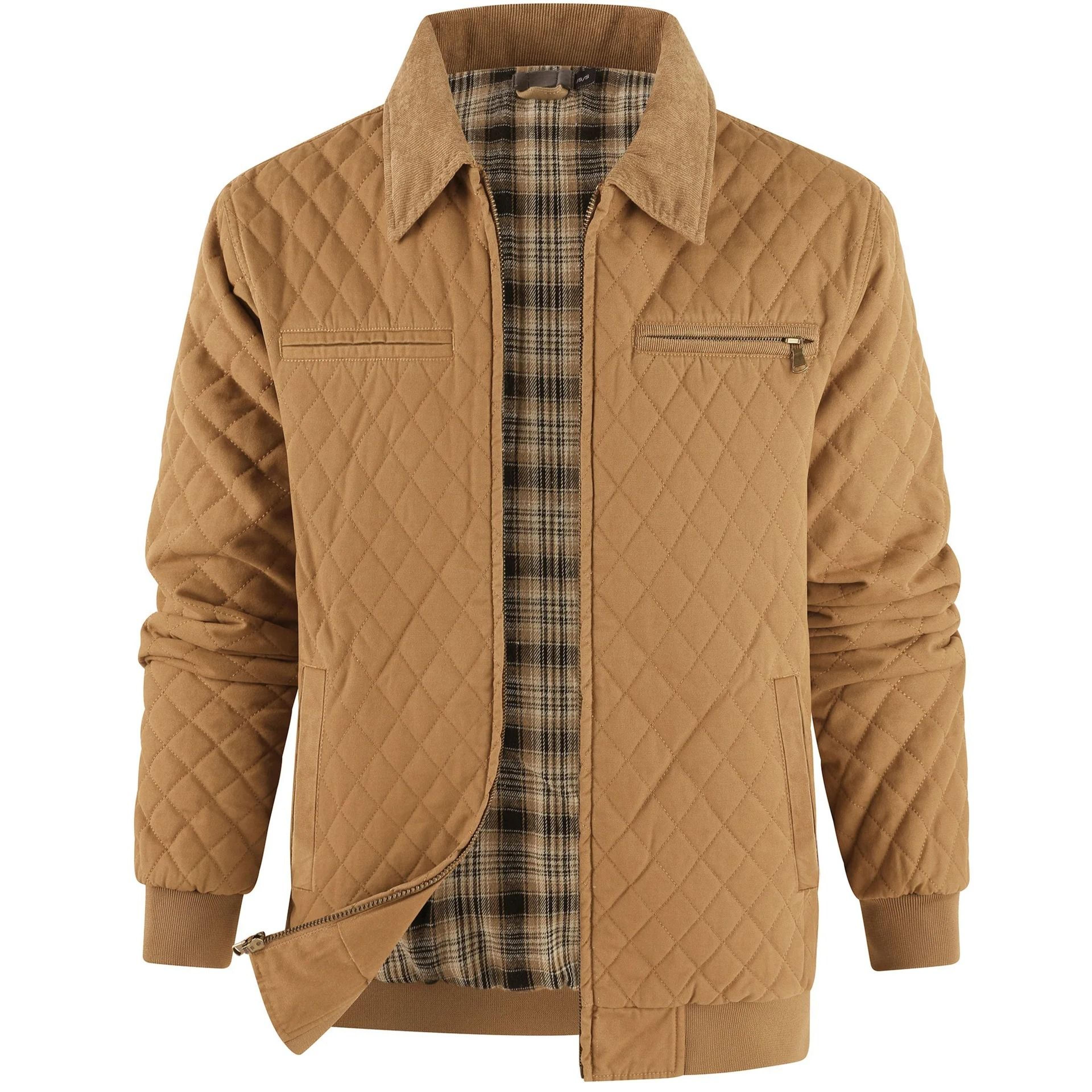 men winter thick cotton zip jacket with warm flannel lining