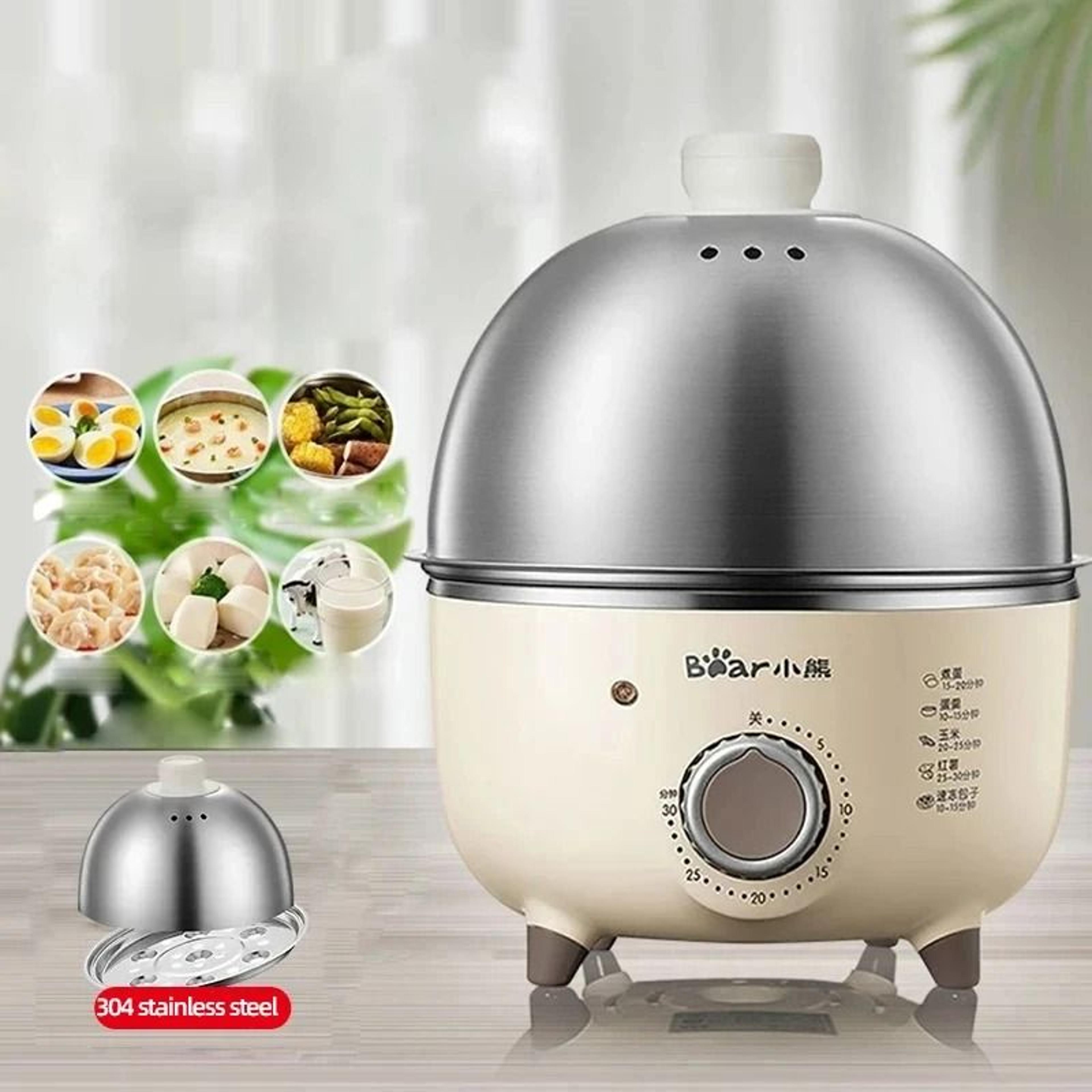 electric egg boiler 360w stainless steel automatic breakfast steamer with timer