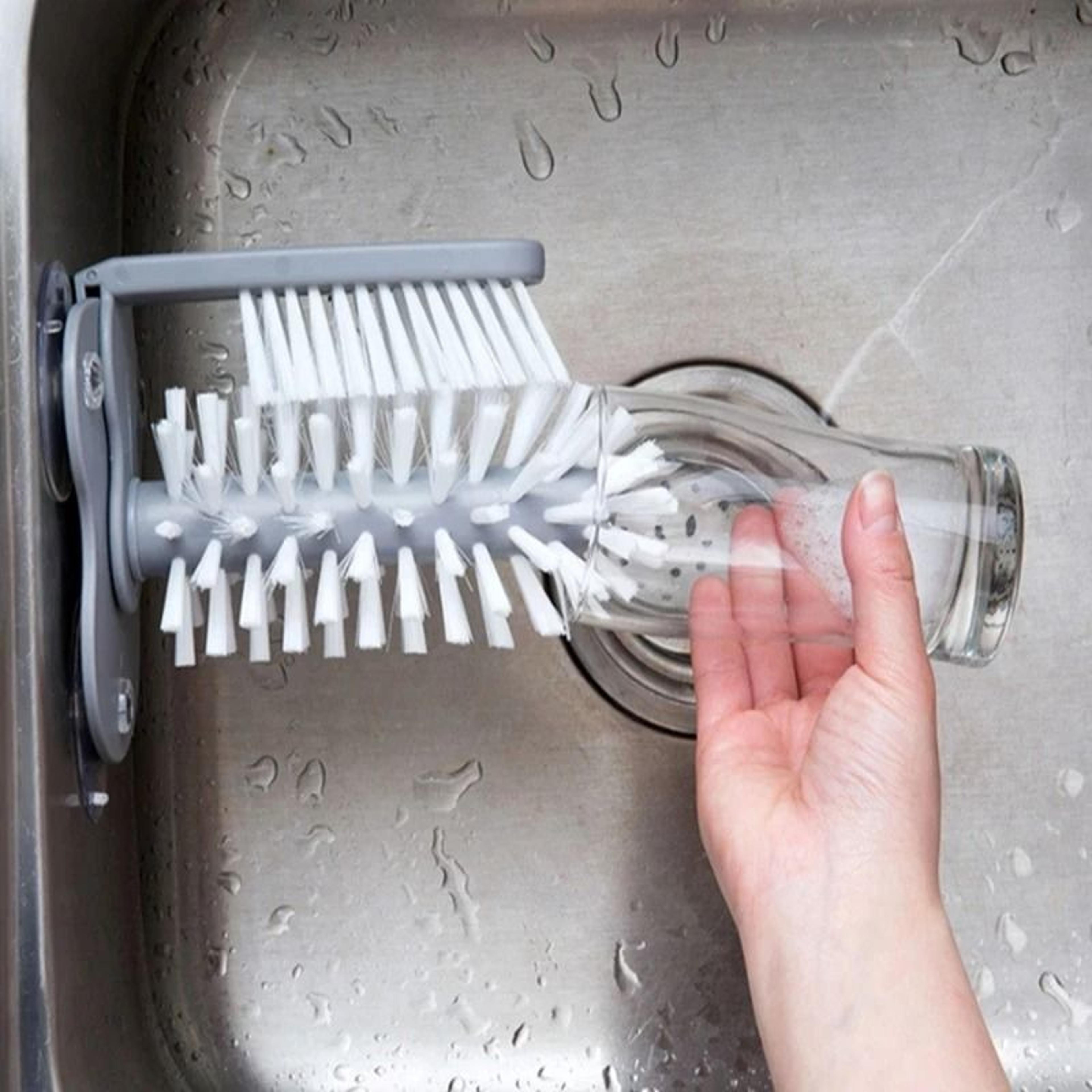cup scrubber glass cleaner suction base bottle cleaning brush