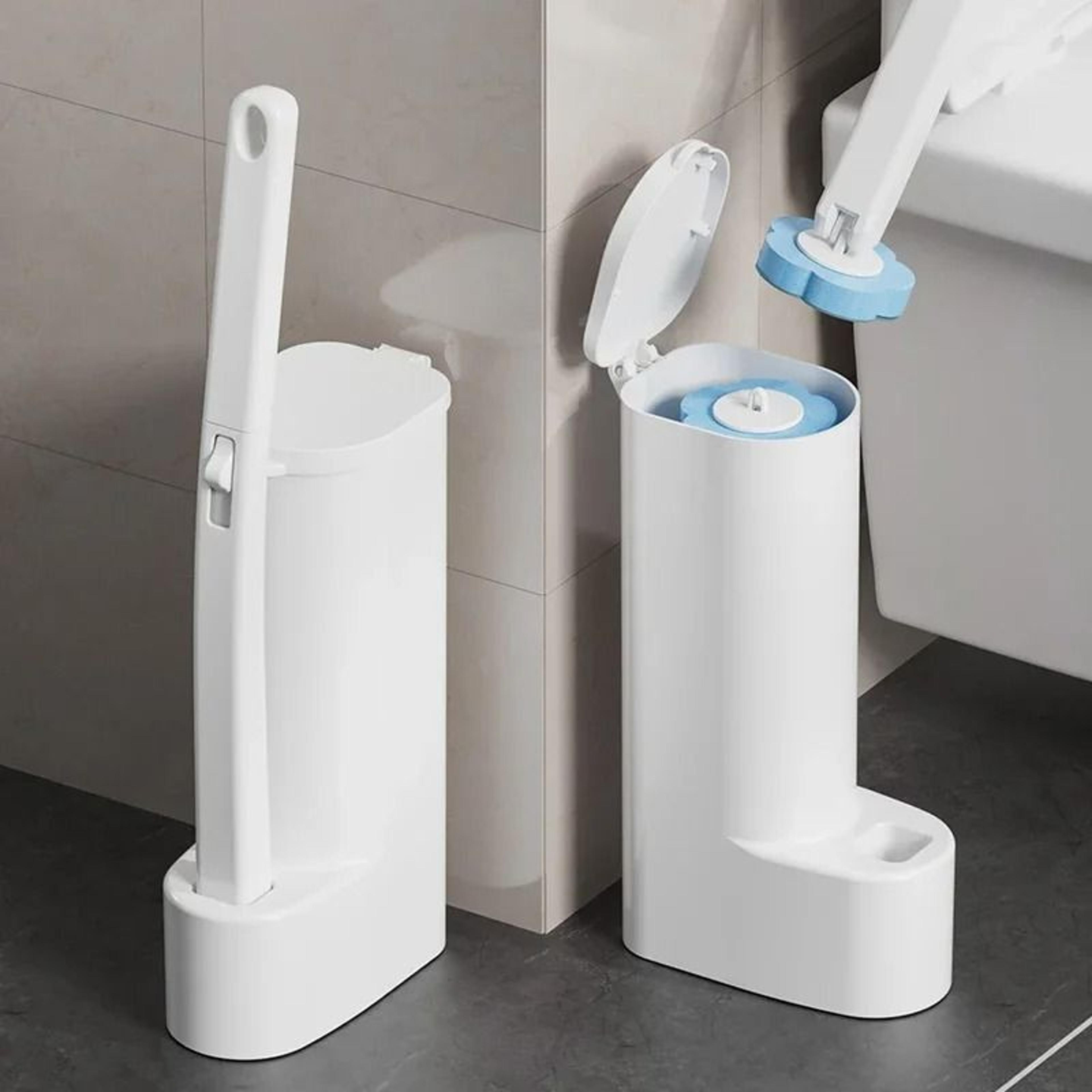 disposable toilet brush cleaner set with long handle and replaceable brush head