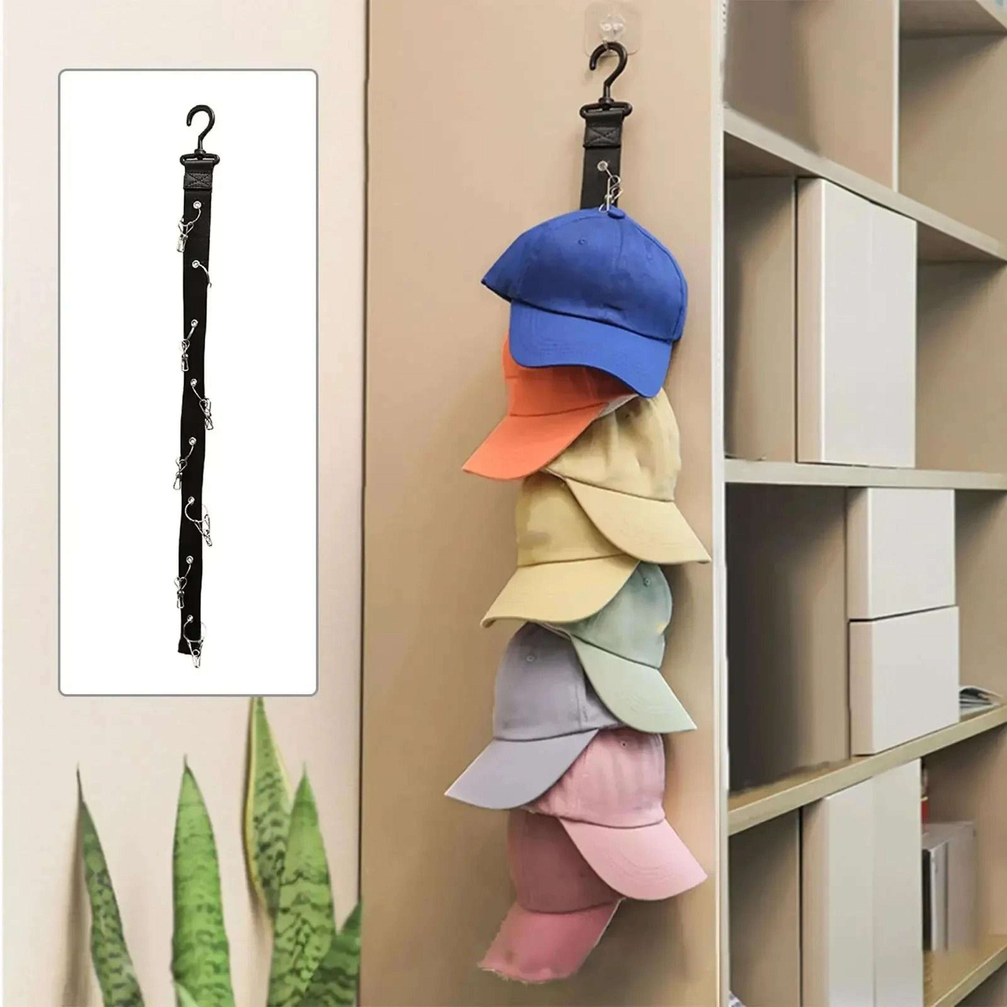 hanging hat rack with hook and metal clips hat organizer for baseball and golf caps