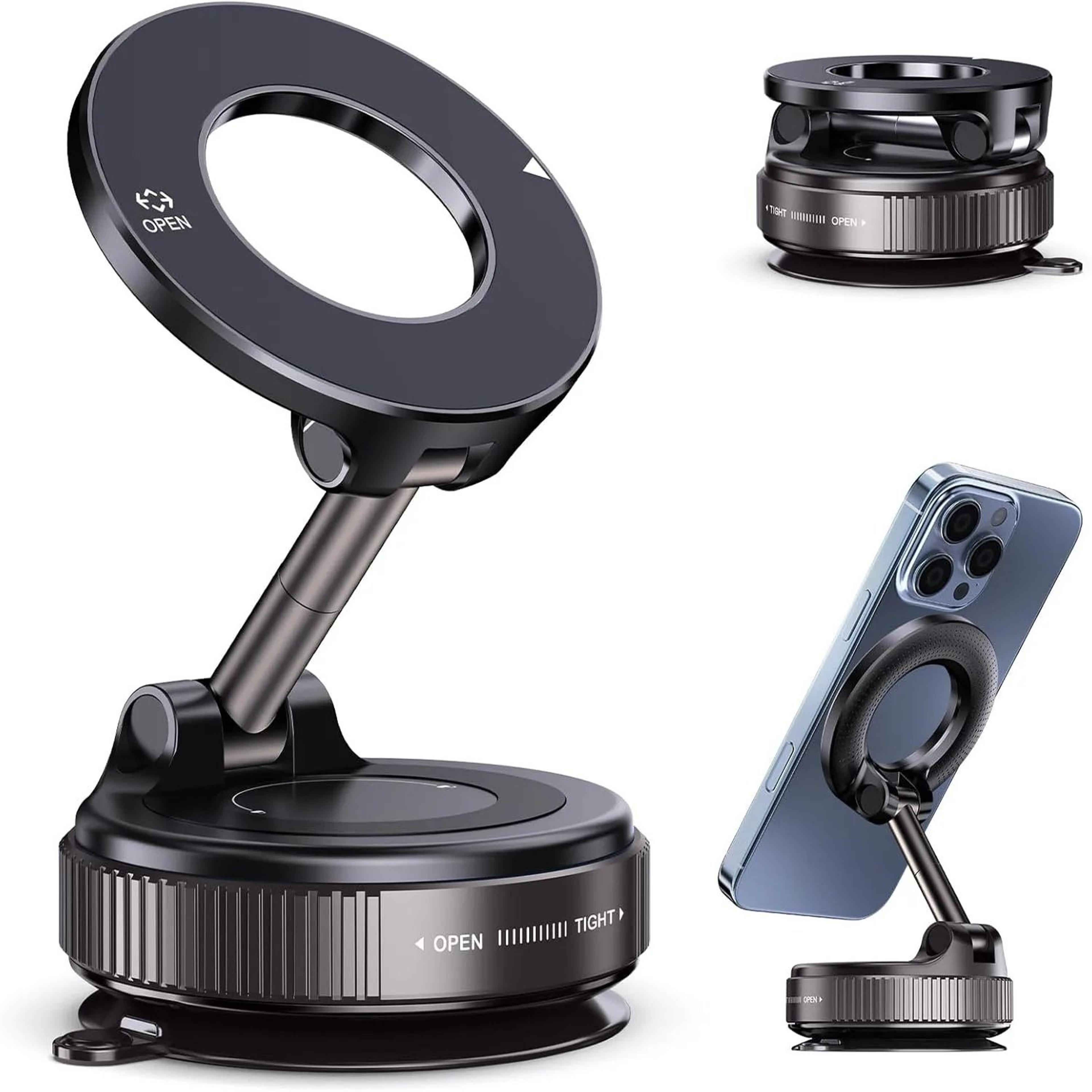 upgraded aluminum alloy vacuum magnetic car phone holder with 360 degree rotation and foldable design