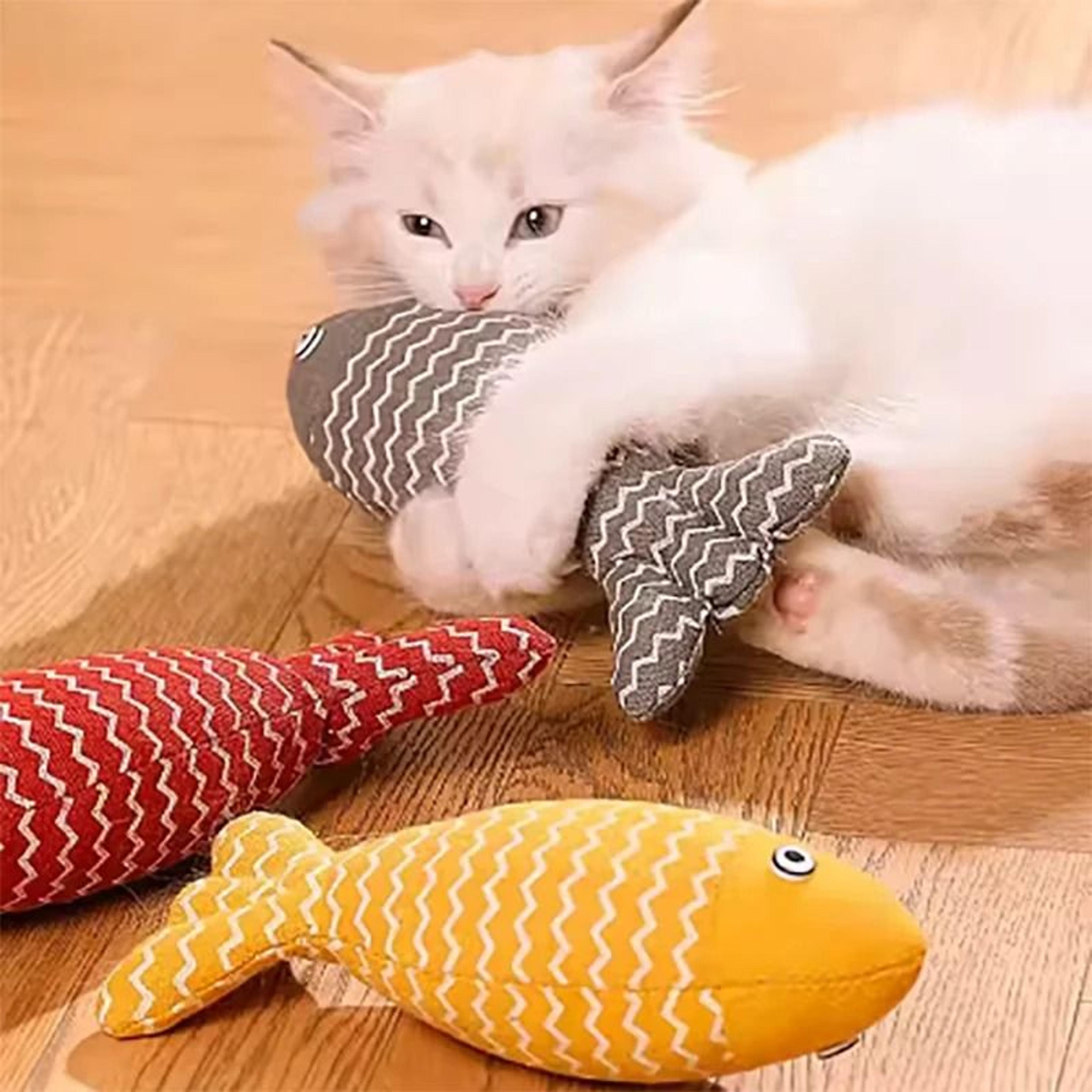 cat toy simulation fish with mint tear resistant chew pillow for active indoor cats