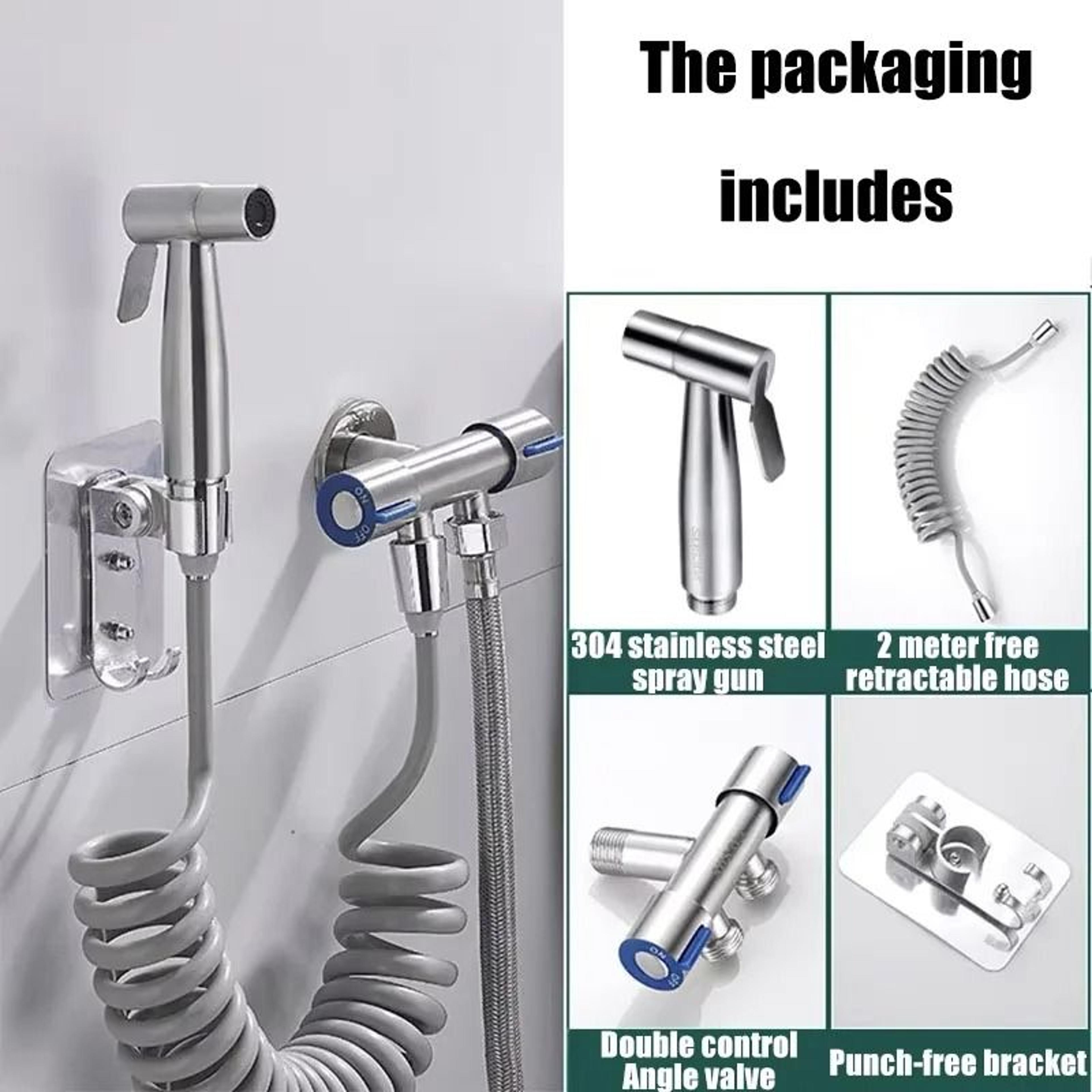 bathroom handheld toilet spray set with double outlet corner valve