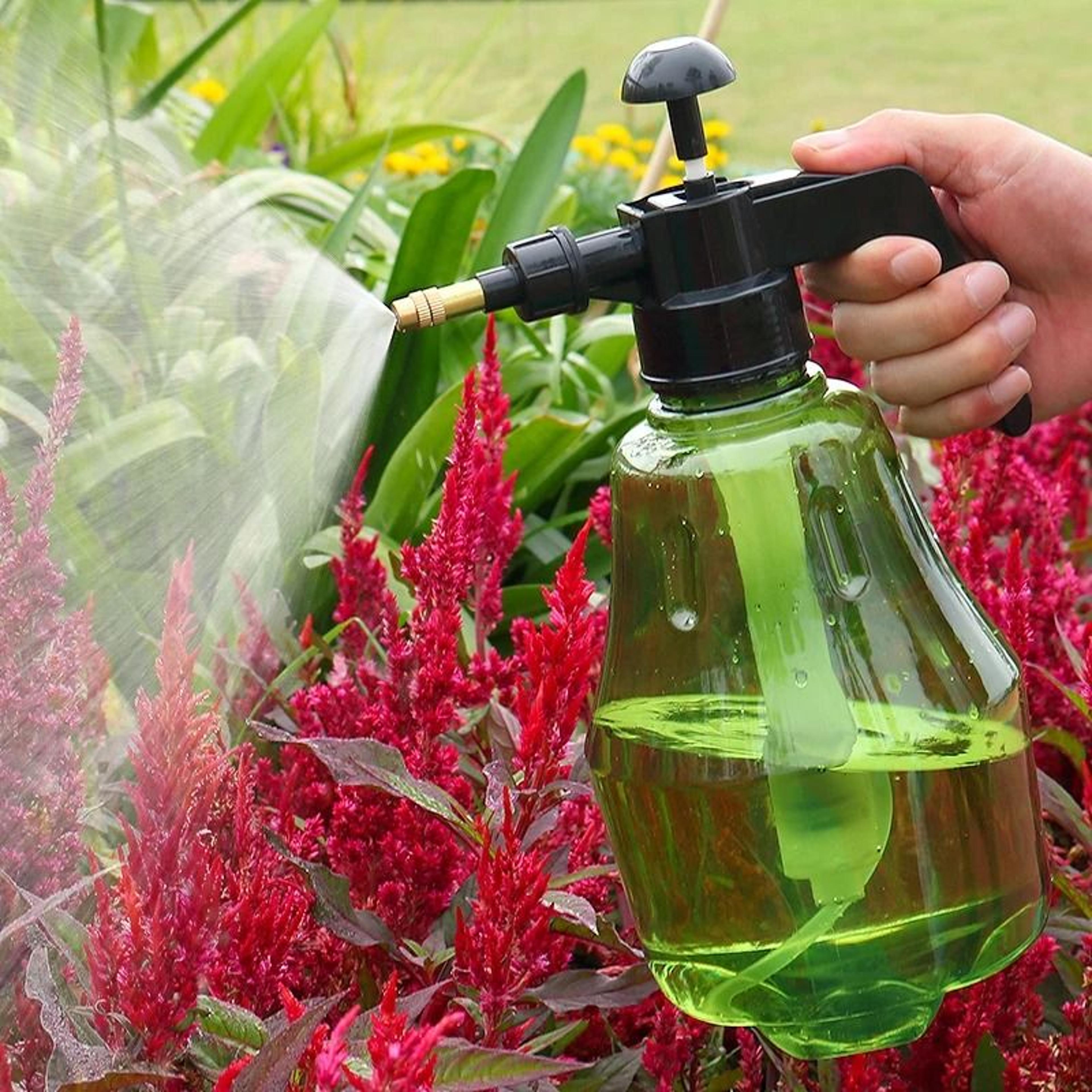 premium plastic pressure spray bottle with adjustable nozzle for gardening and cleaning