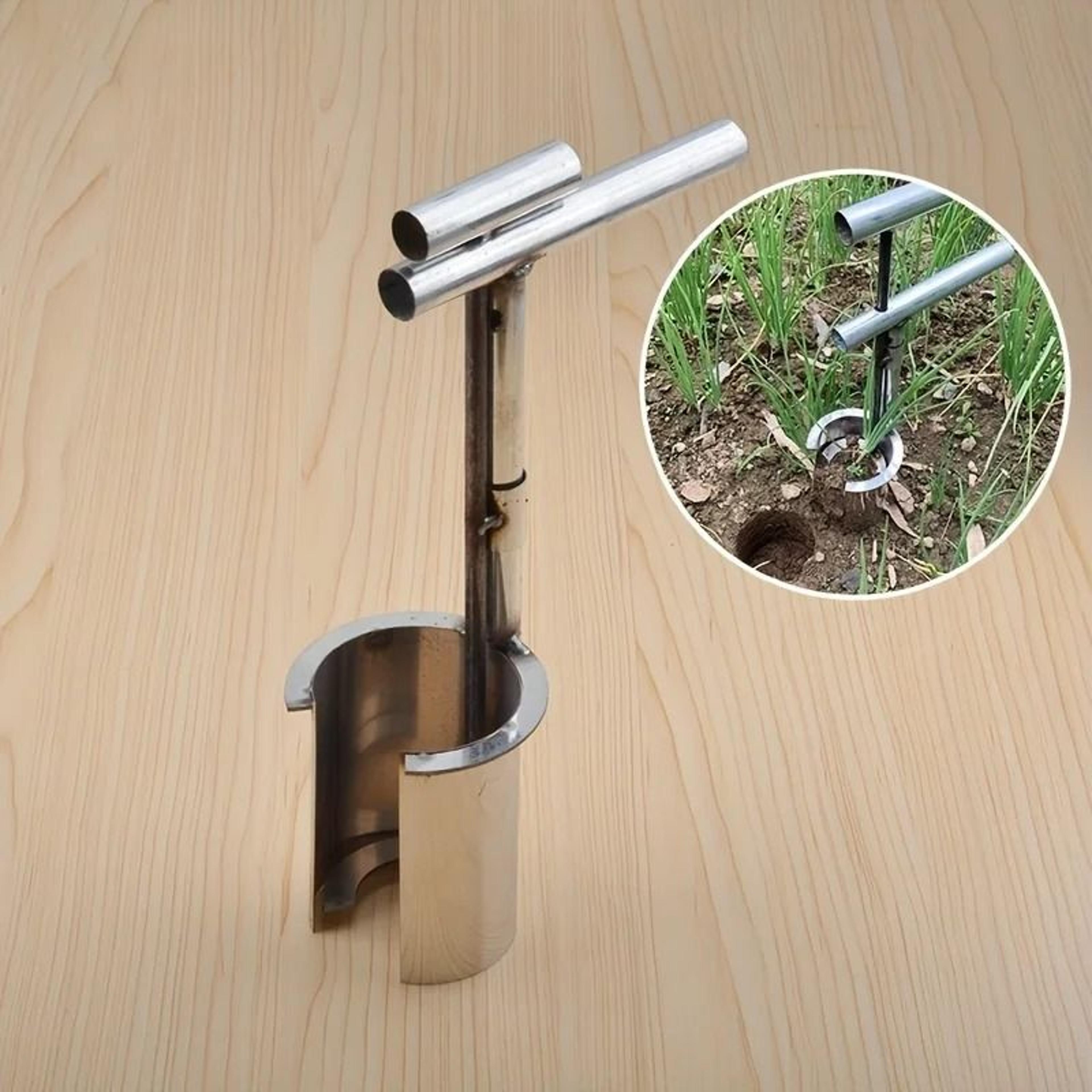 stainless steel handheld garden transplanter for seedlings and small plants