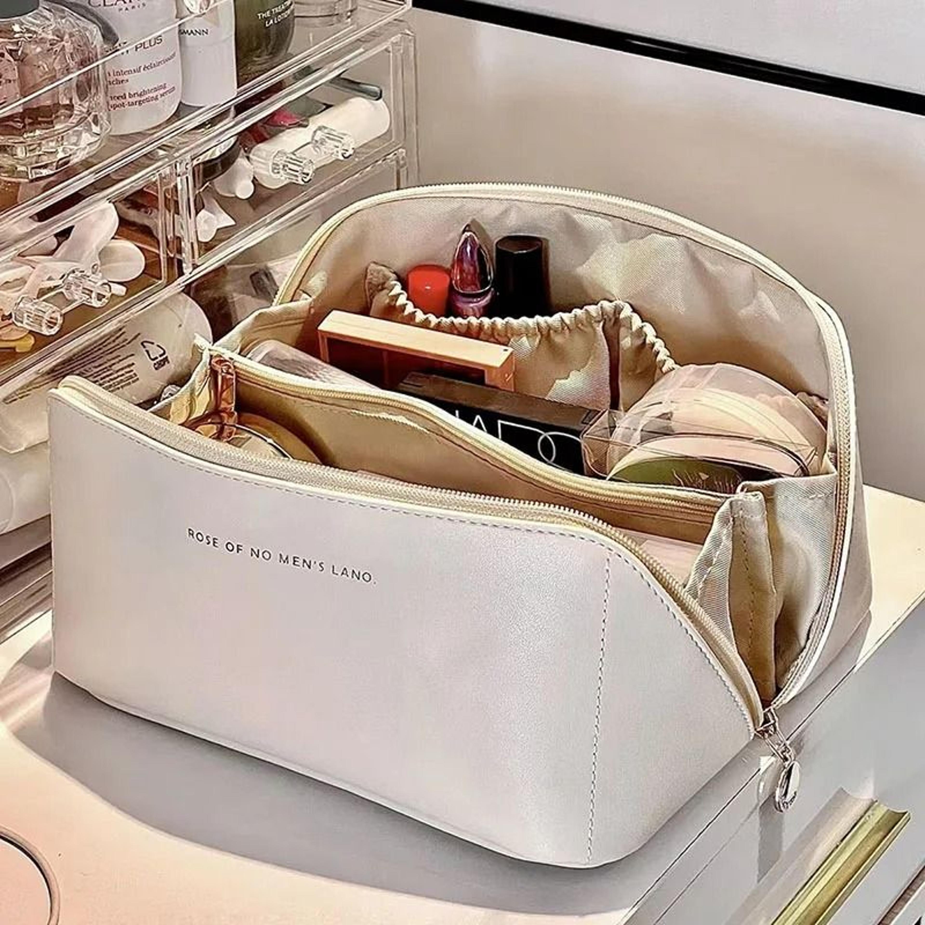 large capacity travel cosmetic bag for women with multi compartment storage