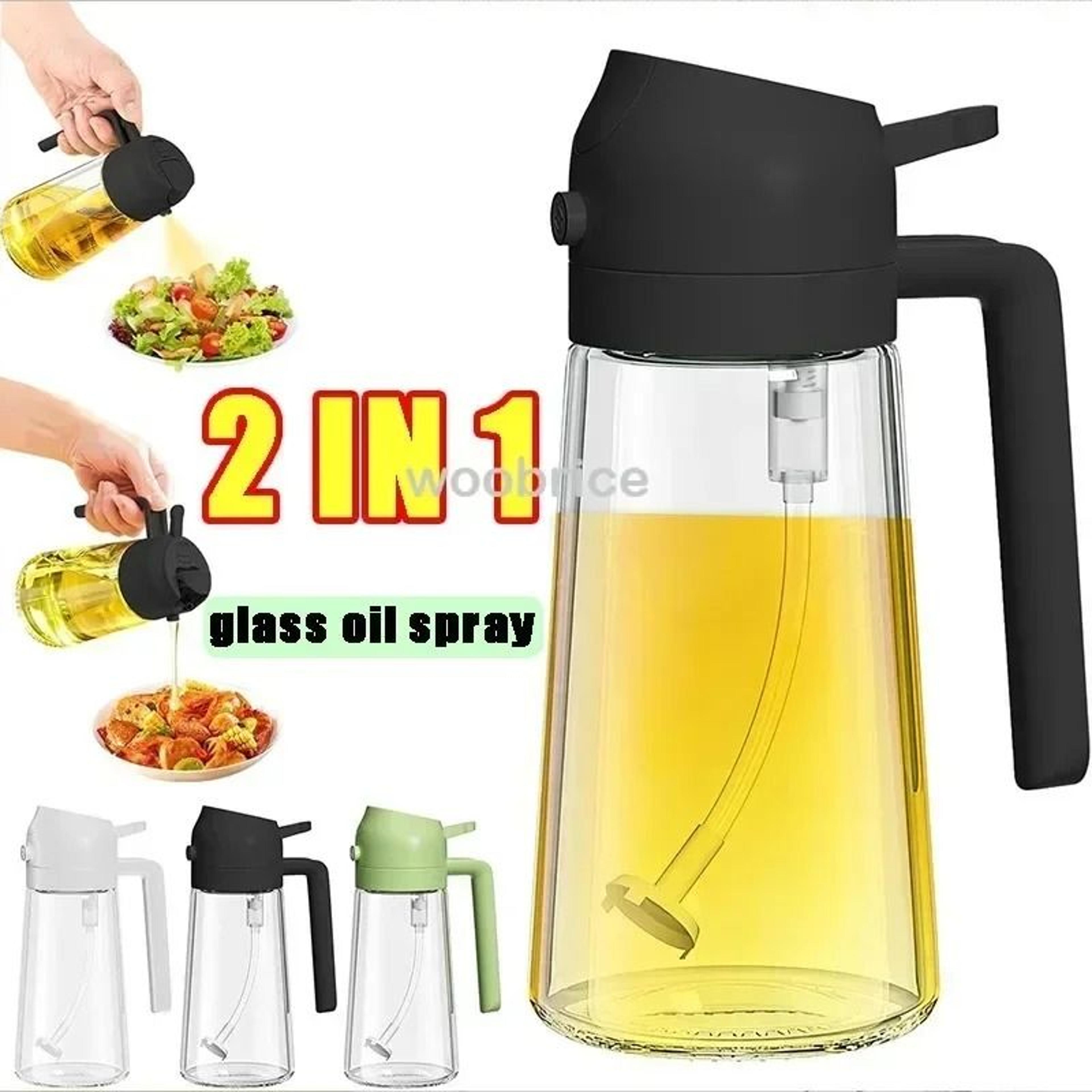 five hundred milliliter glass oil dispenser and sprayer bottle for kitchen use