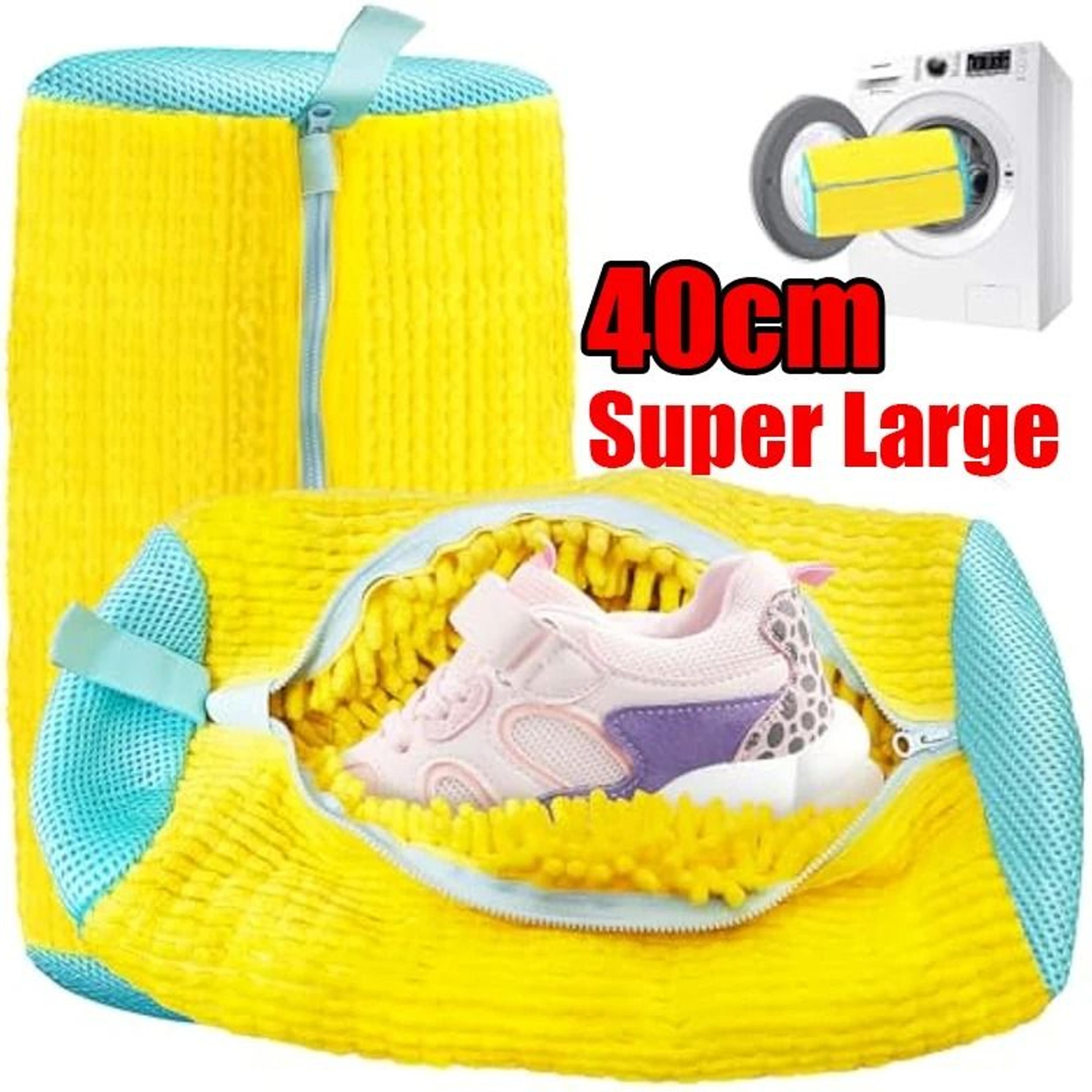 machine washable shoe laundry bag with soft fiber liner and adjustable strap