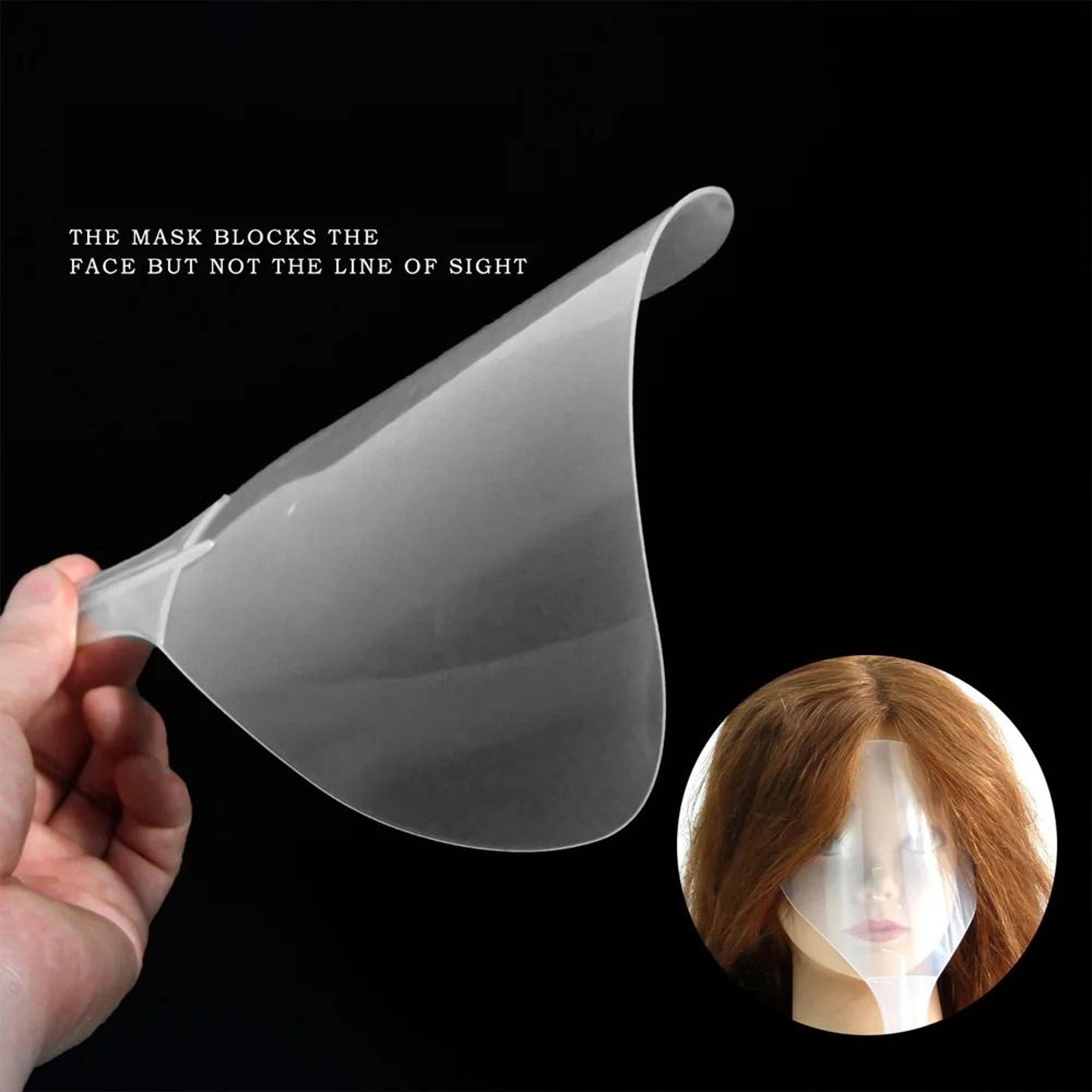 clear plastic face shield for haircuts and hairspray protection