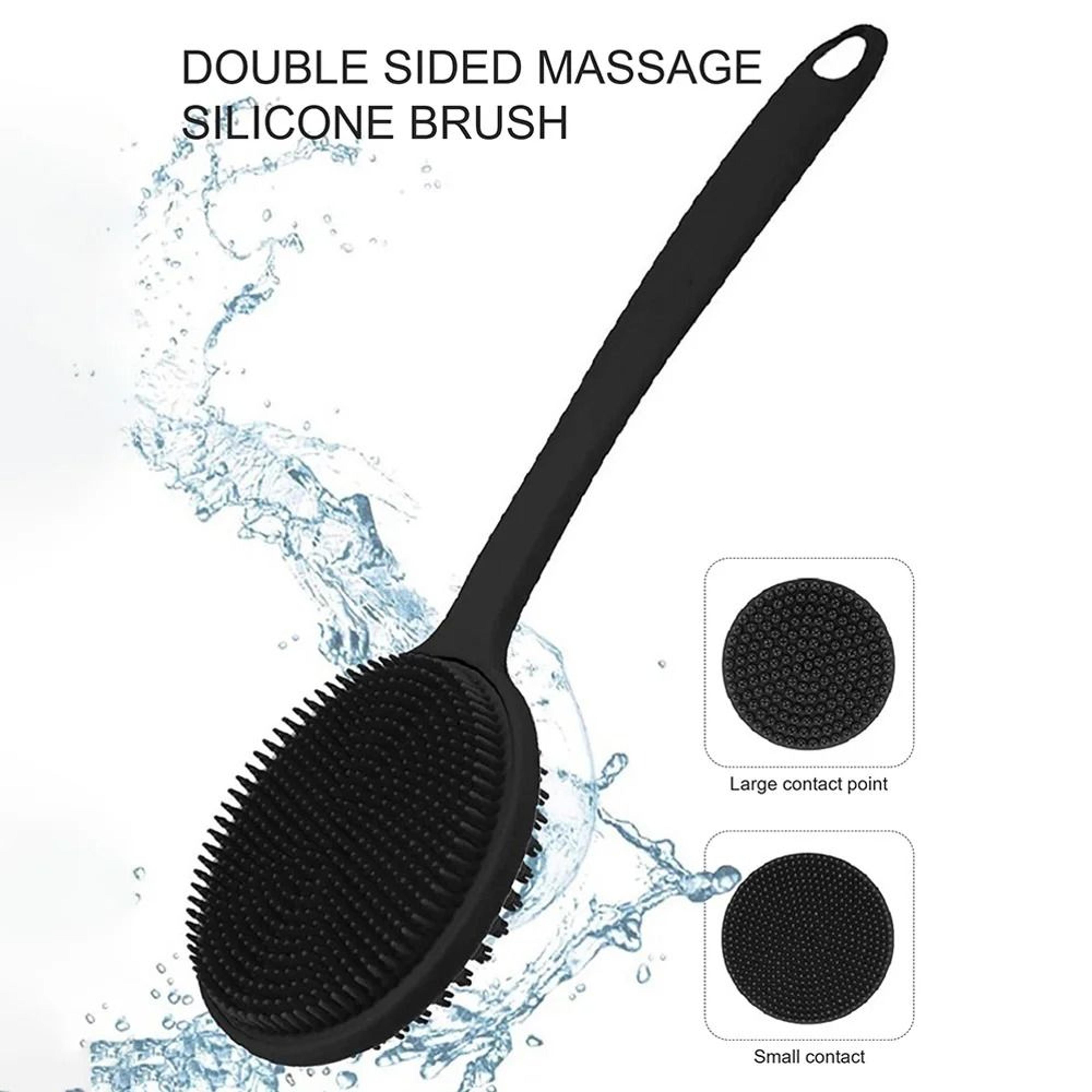 bath soft back brush with long handle exfoliating silicone shower scrub brush