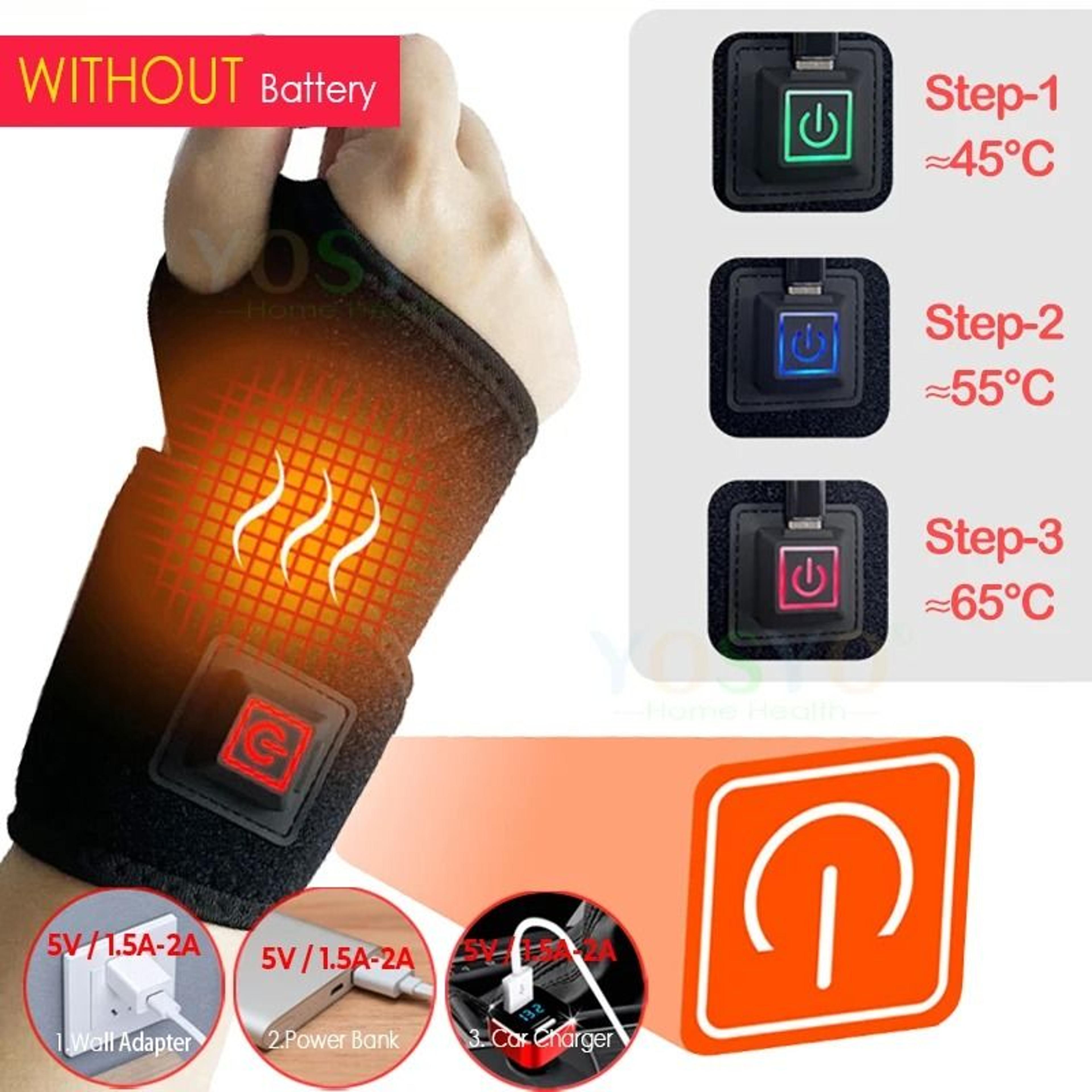electric heated wrist support brace with adjustable strap for joint relief and hand protection