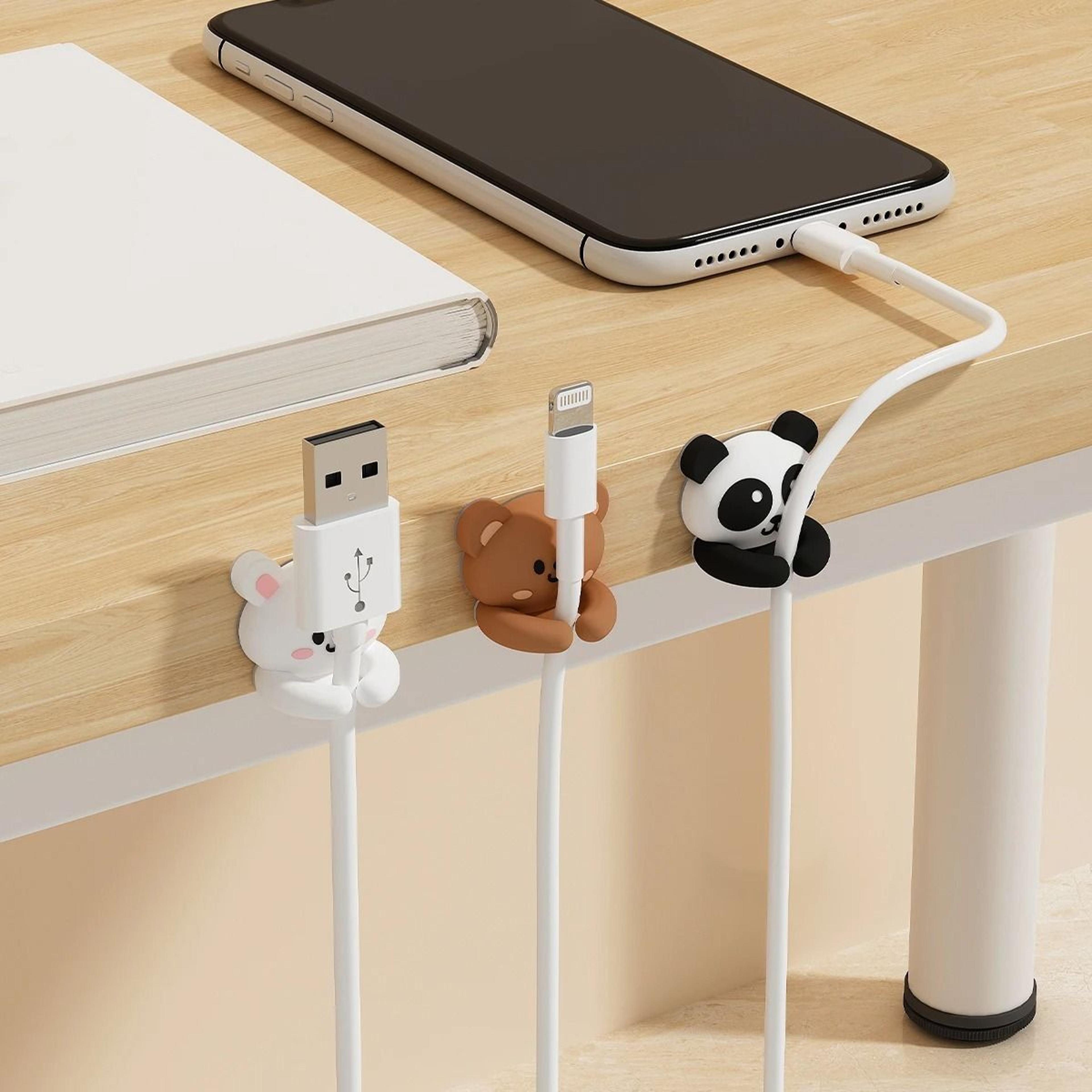 cute desktop cable organizer clips for cable management self-adhesive phone & data cord holder