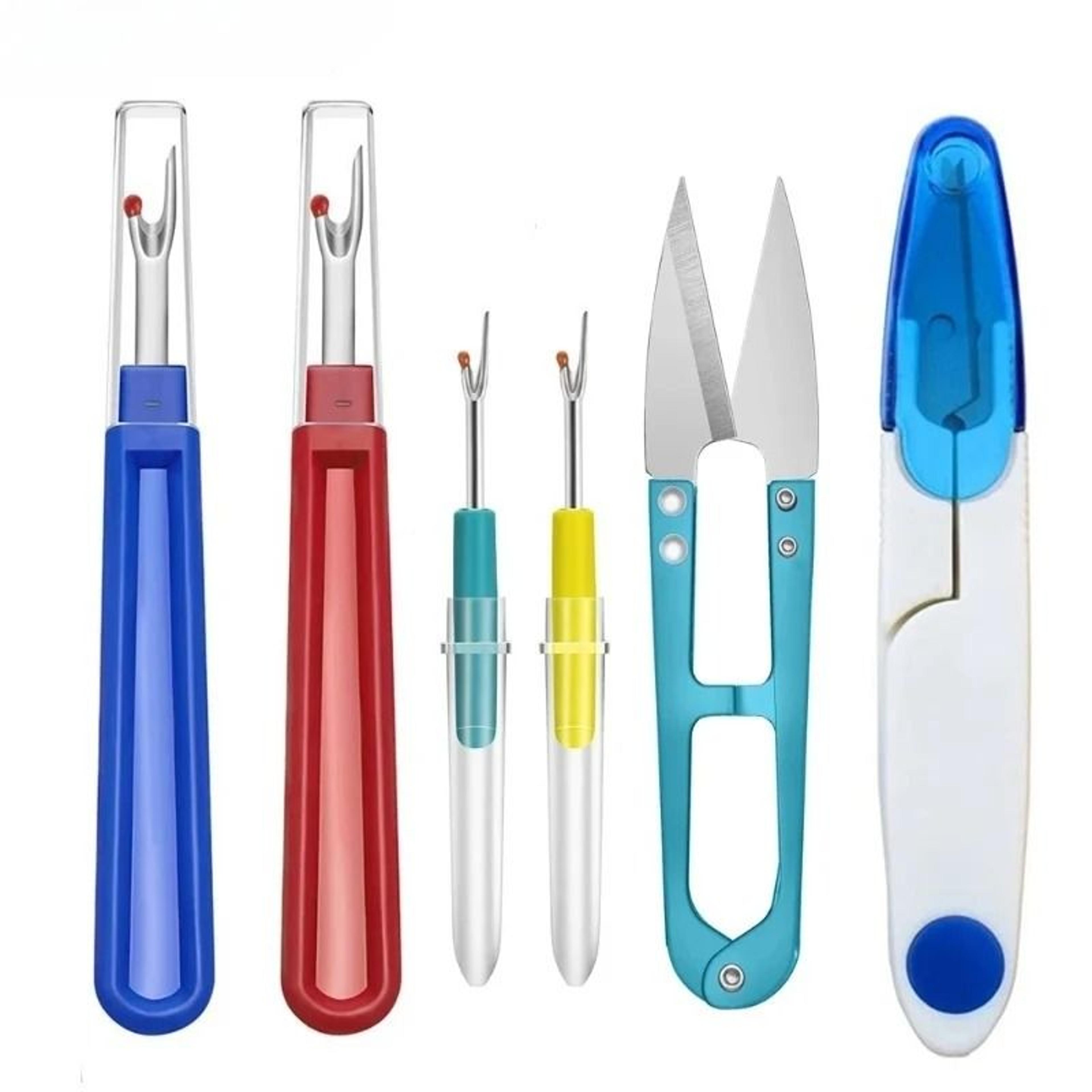 colorful sewing seam ripper and thread cutter kit for stitch removal and craft projects