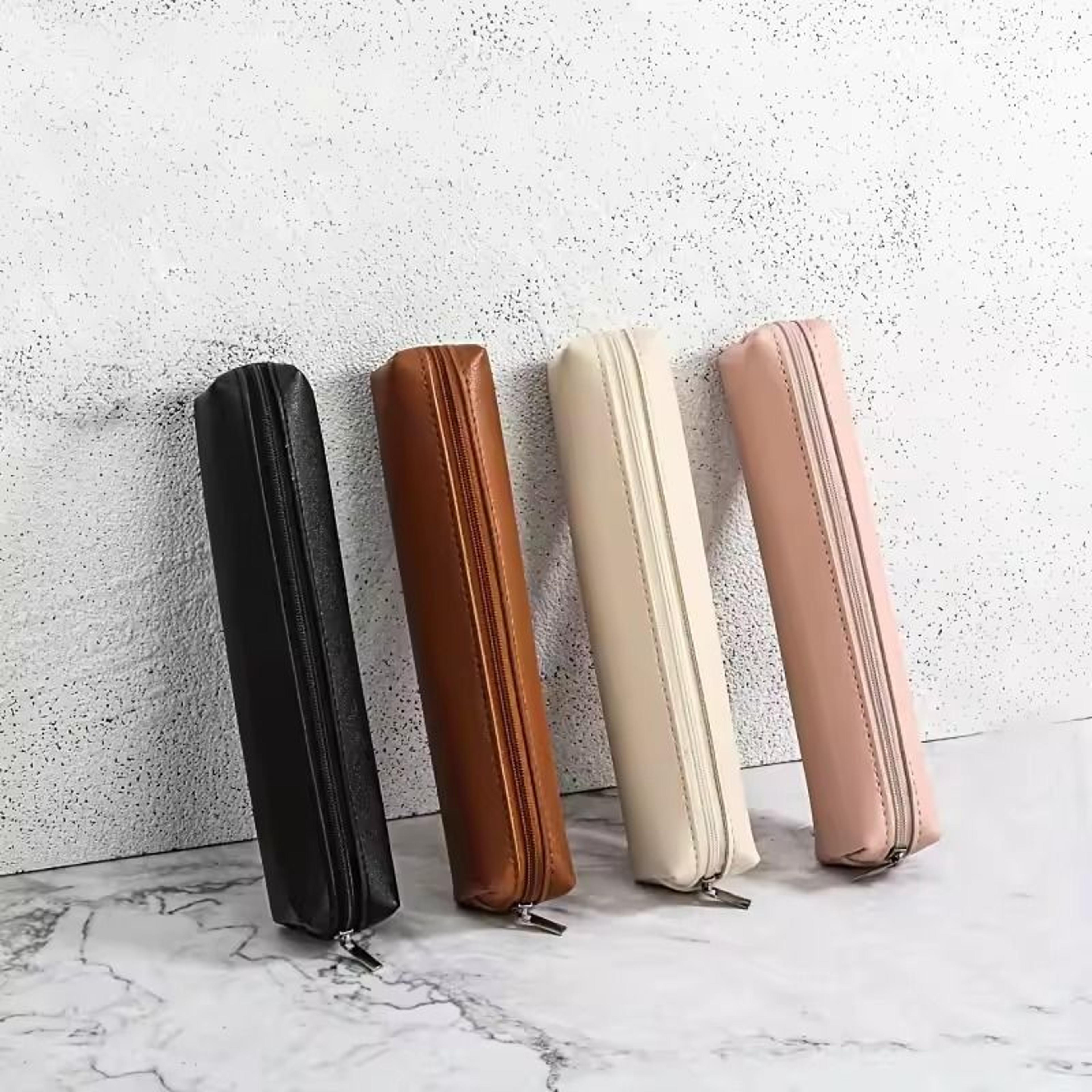 mini makeup pencil case bag premium faux leather pencil case for travel school or work