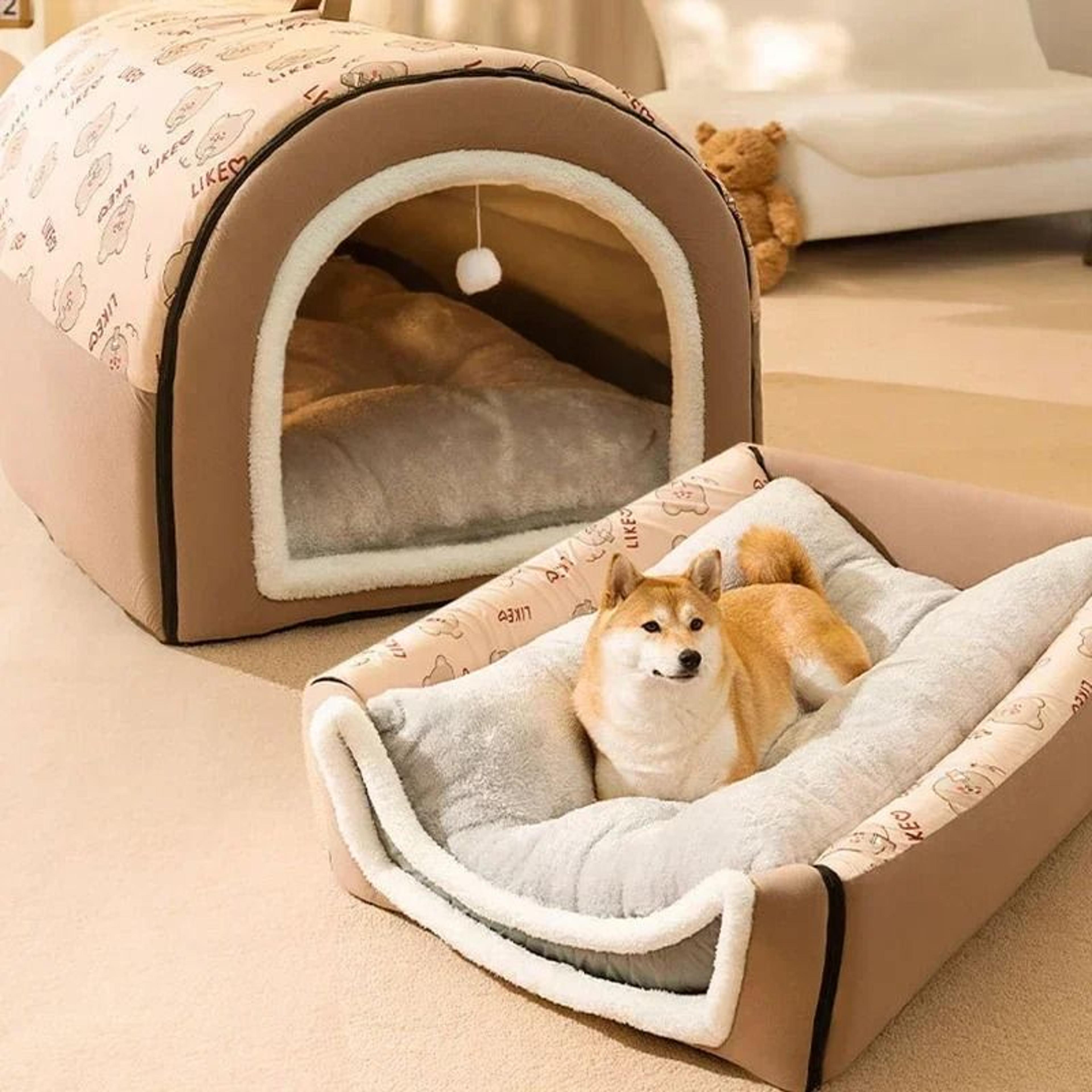 winter warm detachable dog house soft non slip pet bed for small and medium dogs and cats