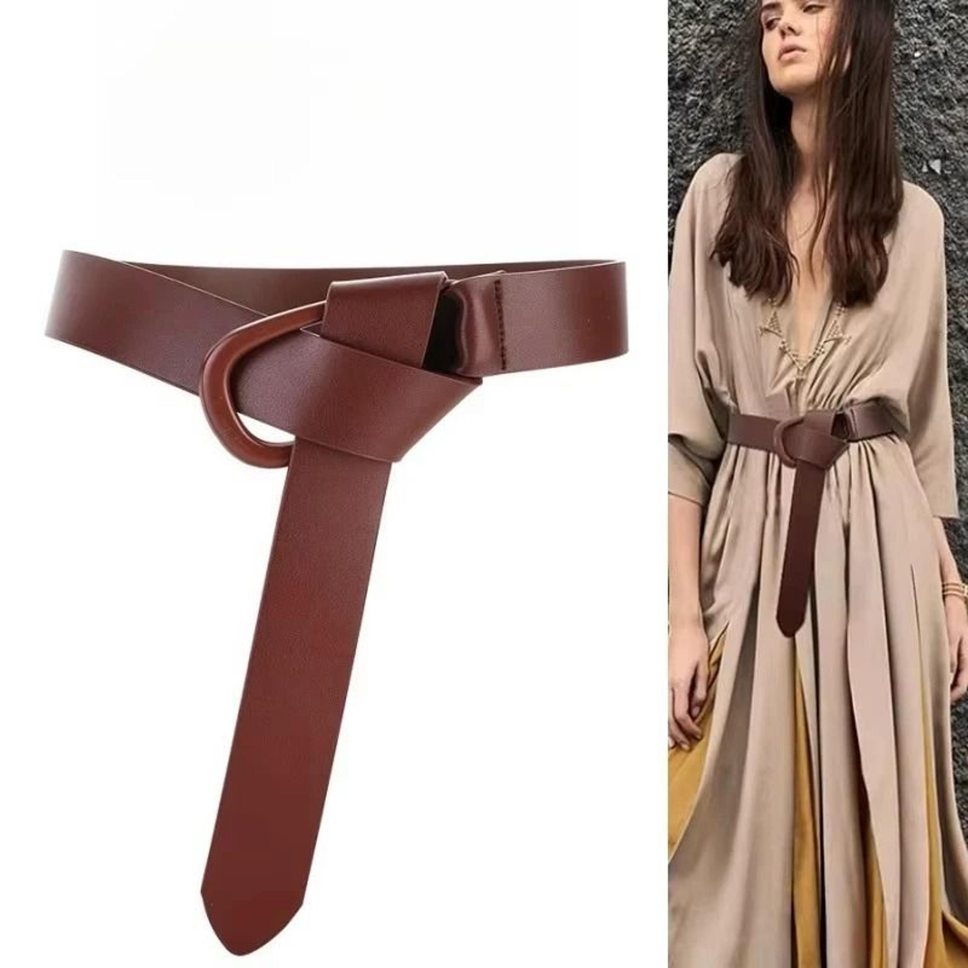 womens genuine leather knot belt adjustable waist cincher for dresses sweaters and blazers