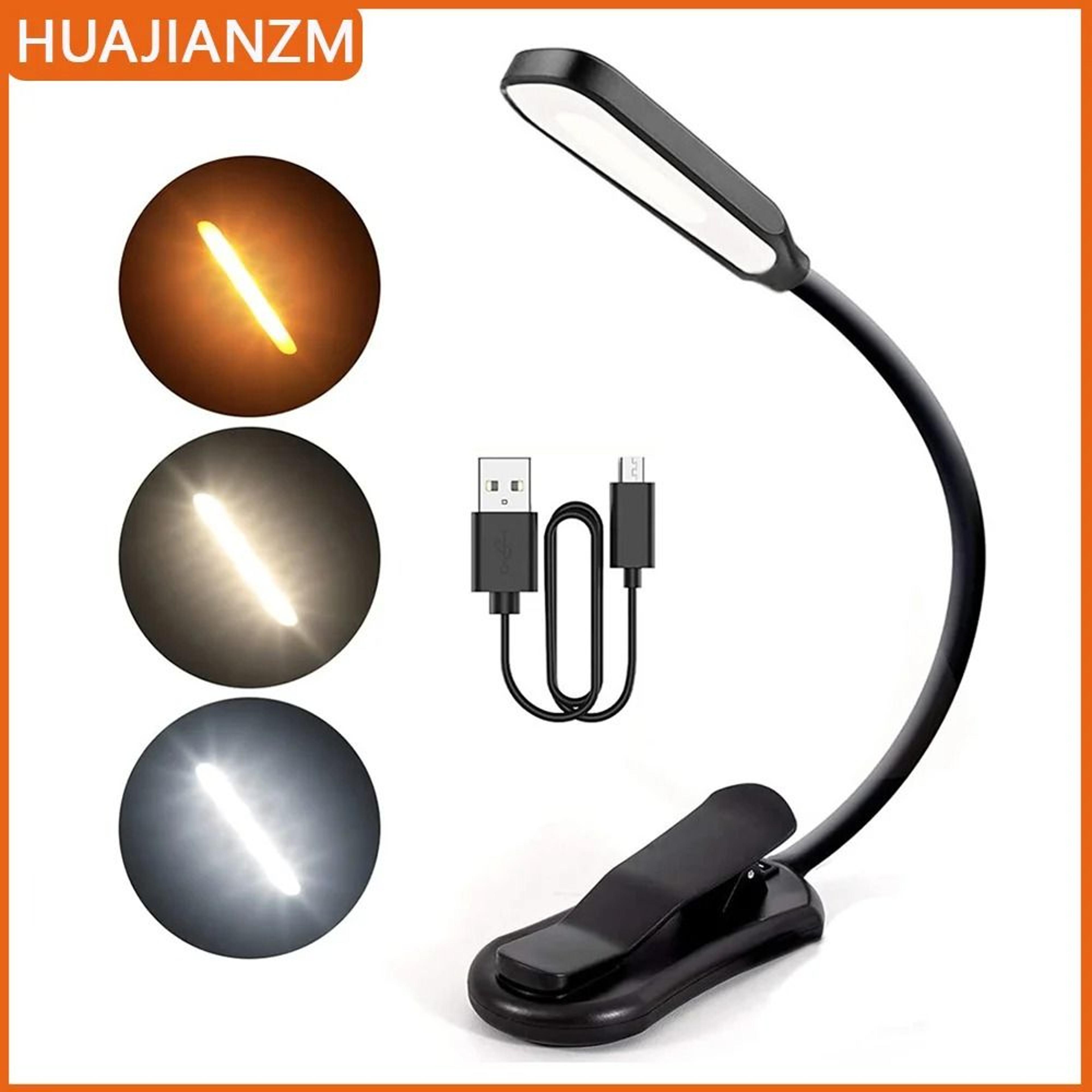 usb rechargeable led book light flexible clip on reading lamp with 3 level brightness