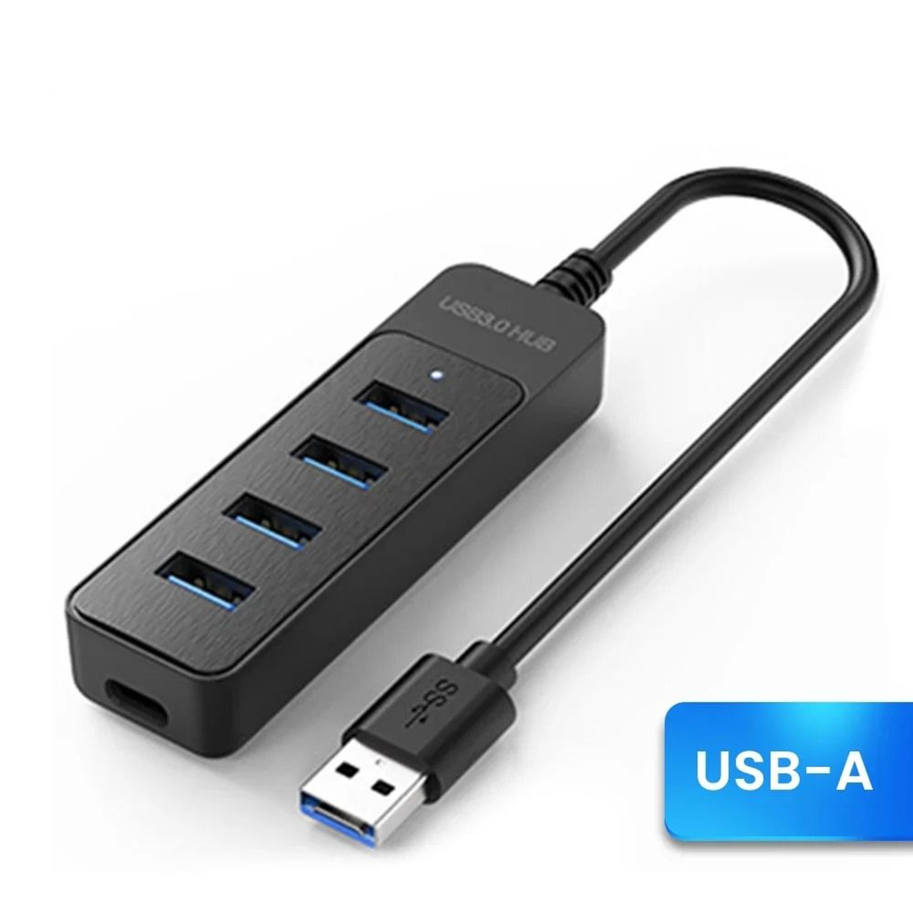 multi-port usb 3.0 power adapter hub with usb-c and 4 usb ports