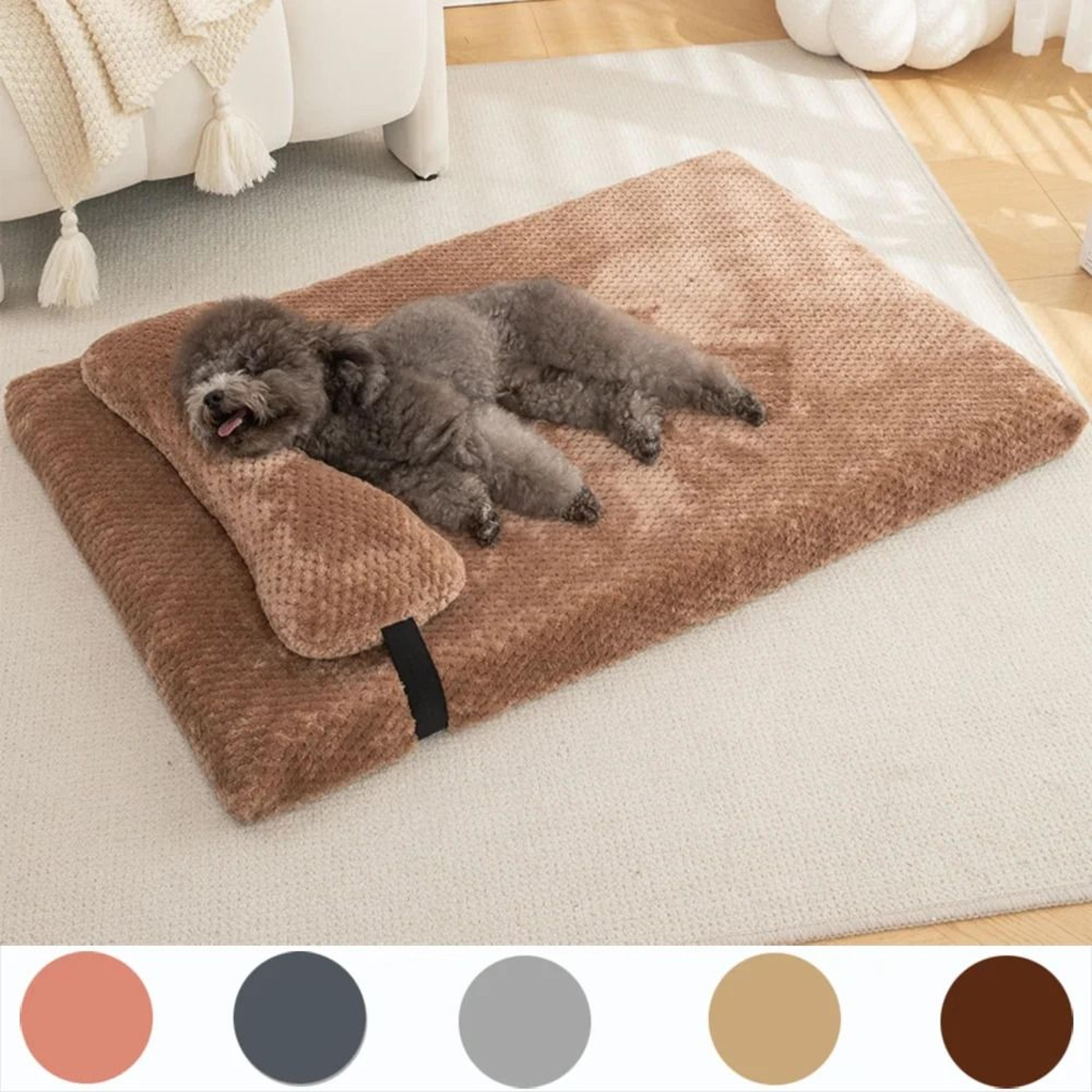 warm calming plush dog bed with pillow for small medium and large dogs