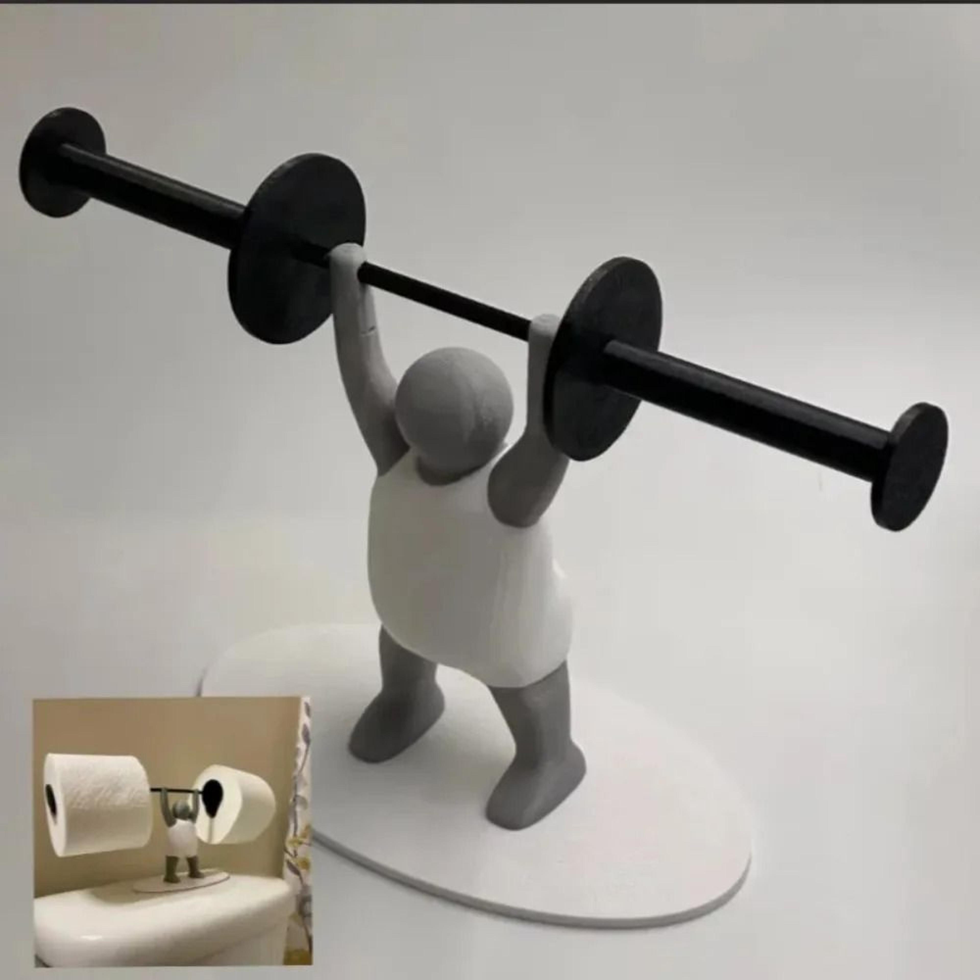 funny weightlifting toilet paper holder gym bathroom decor
