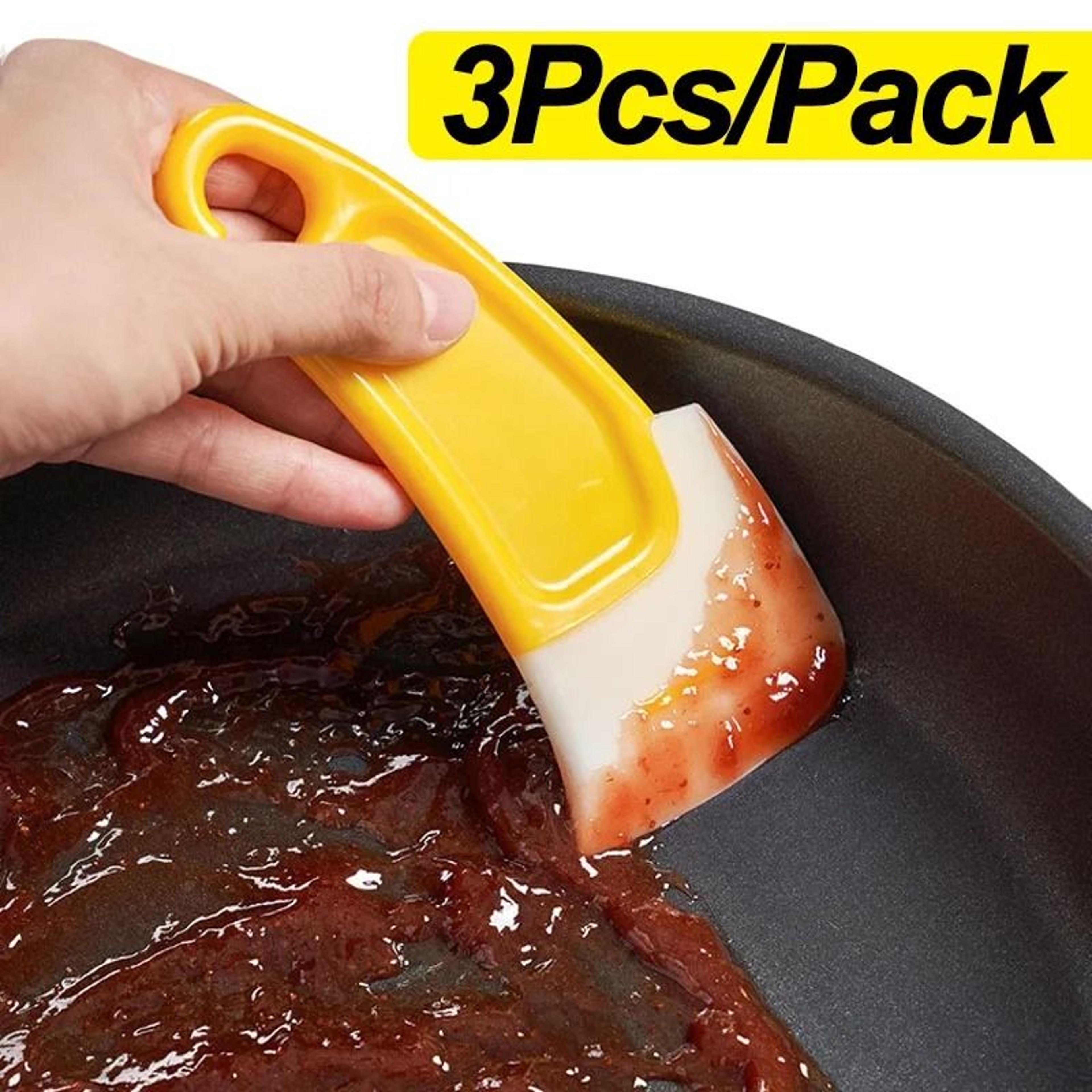silicone kitchen scraper set for pan pot and dish cleaning