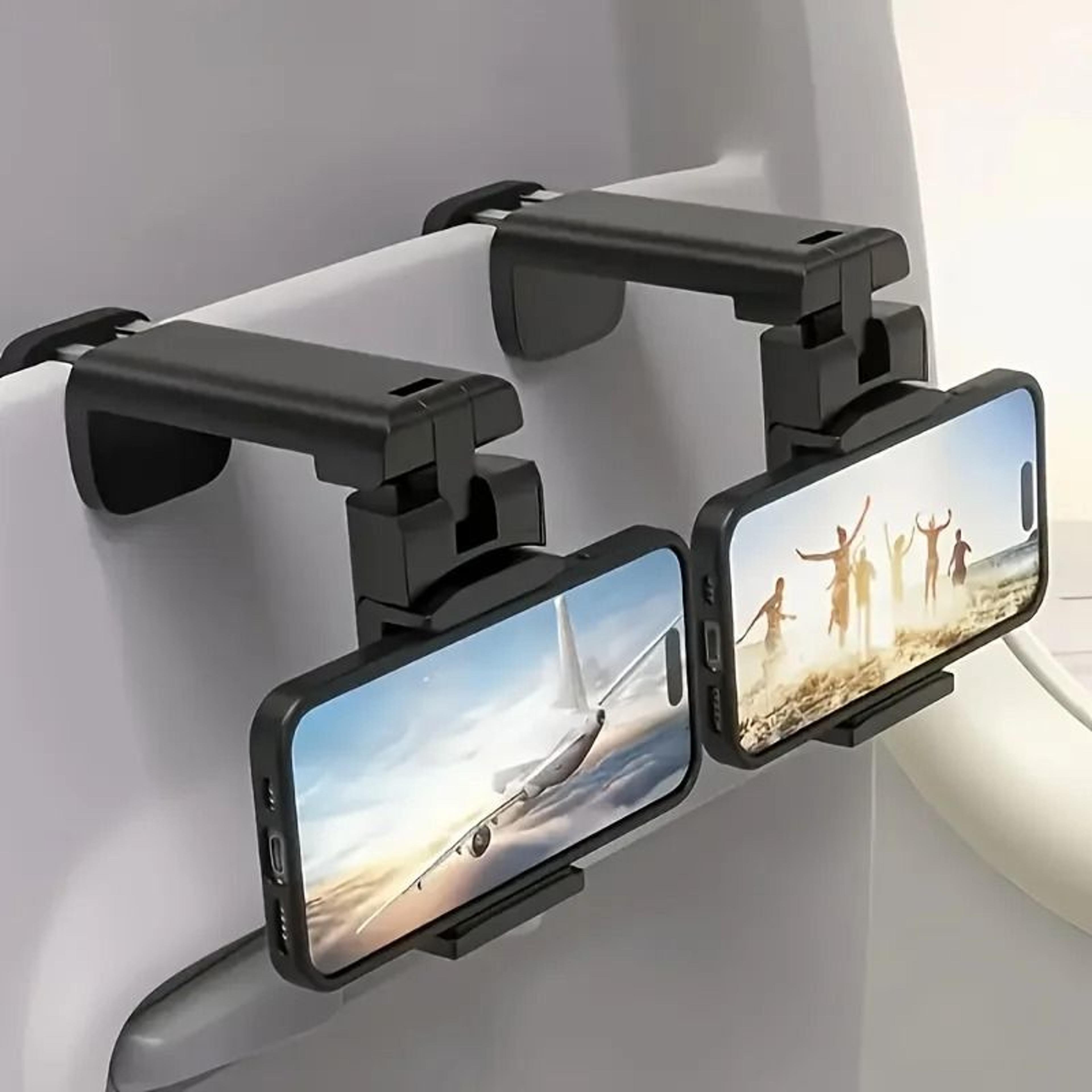 portable folding phone holder for car plane and tabletop hands free viewing
