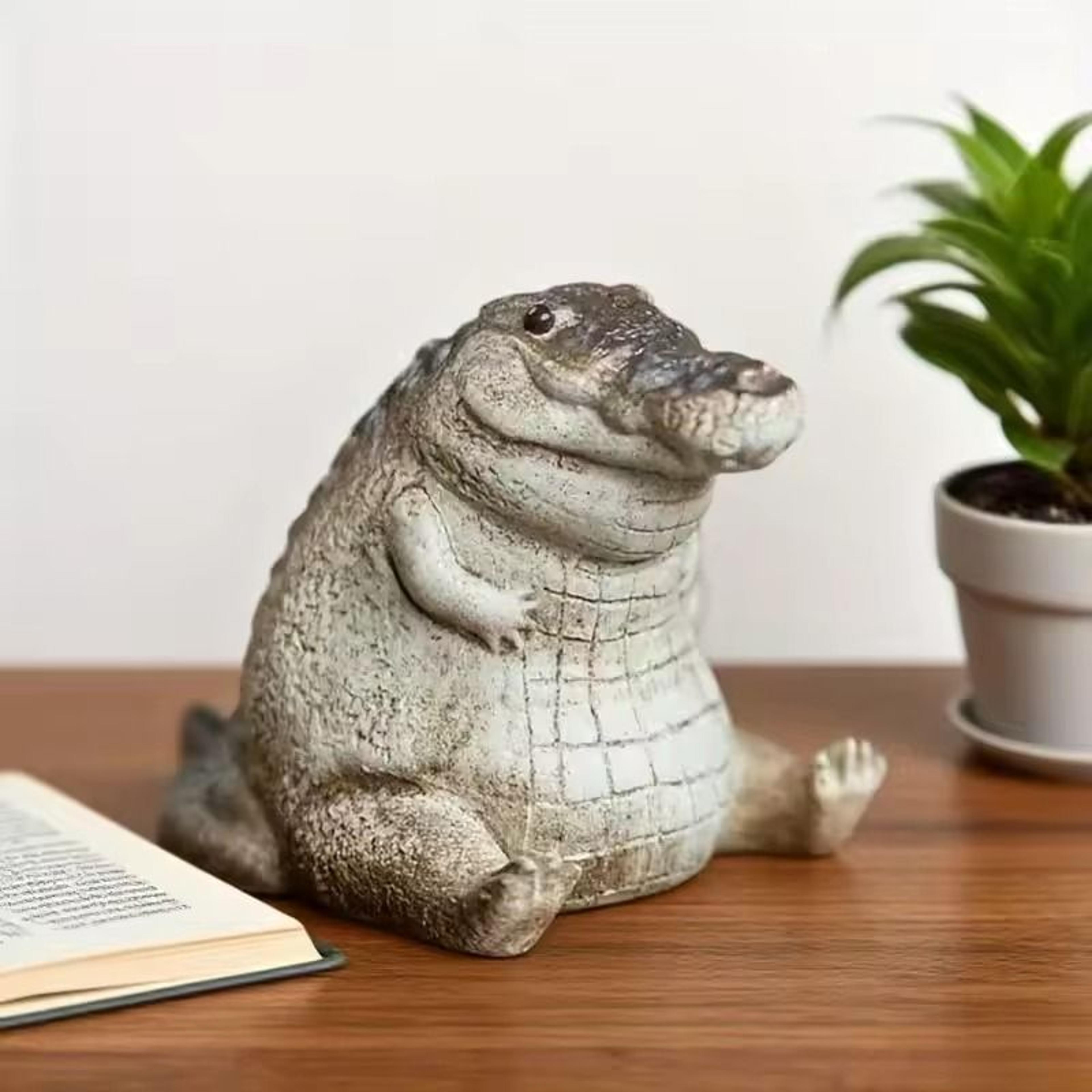 cute little crocodile resin desktop ornament home and garden decor