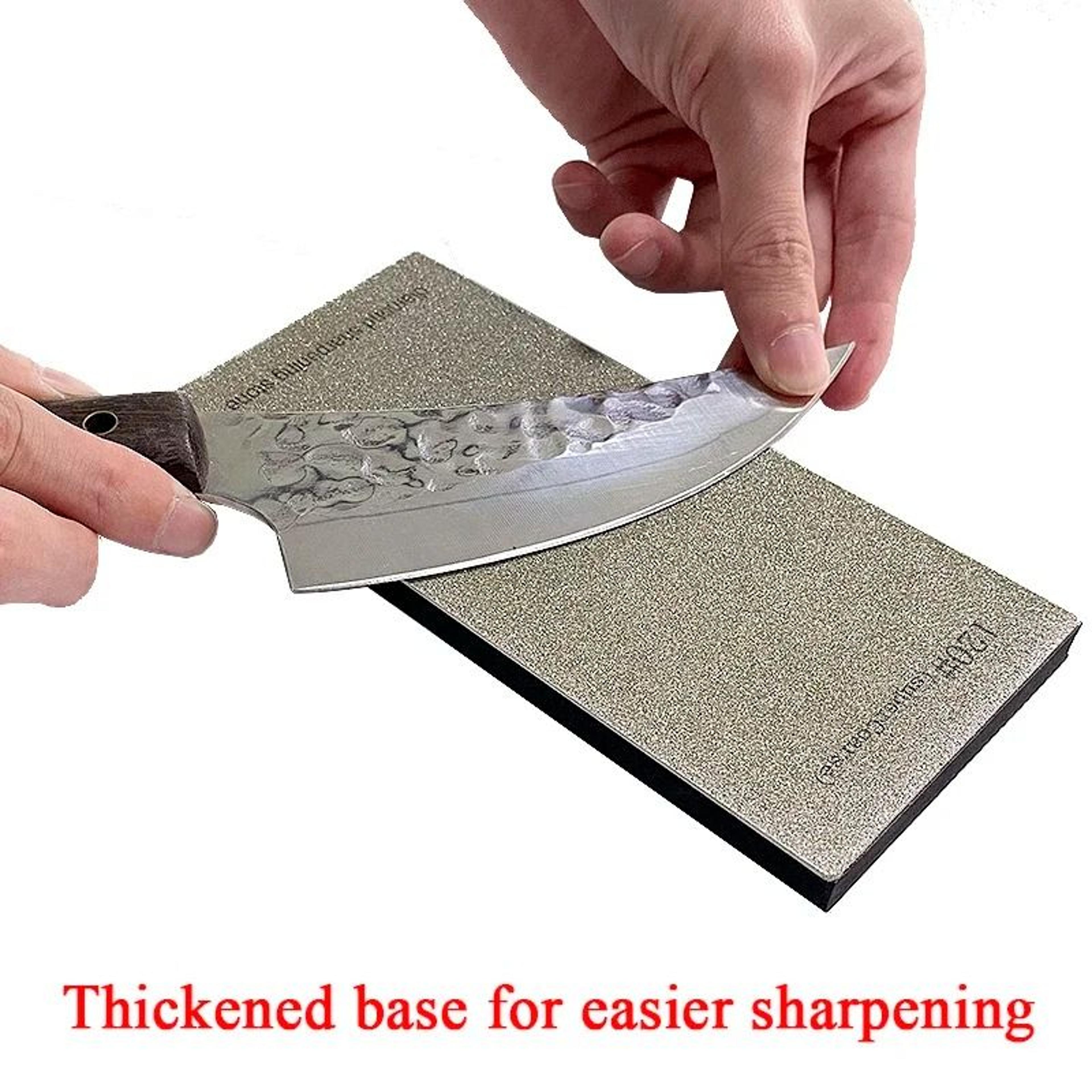 diamond knife sharpening stone with non slip base and polishing leather