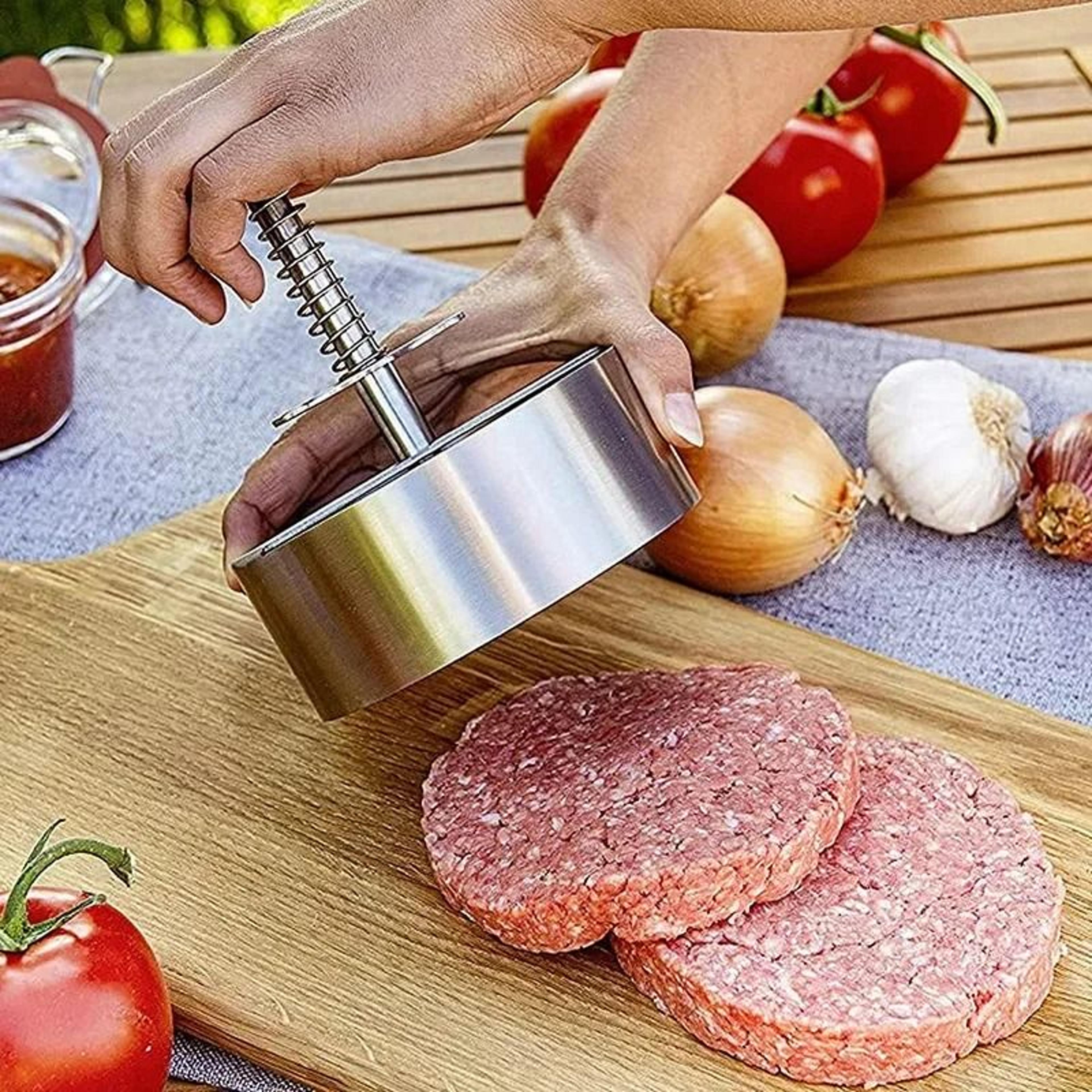 stainless steel hamburger patty maker press adjustable thickness mold