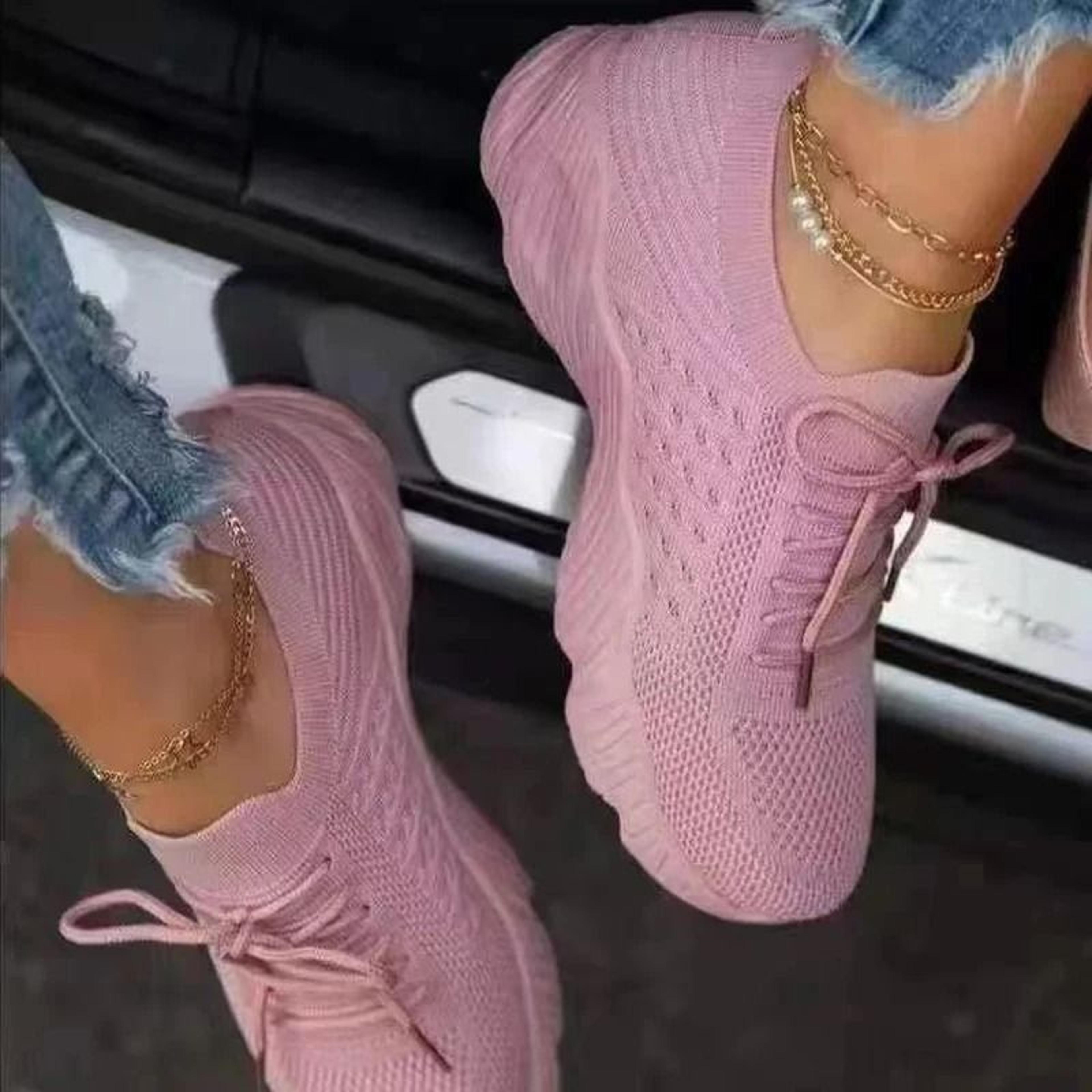 women breathable sock sneakers lace up casual walking shoes