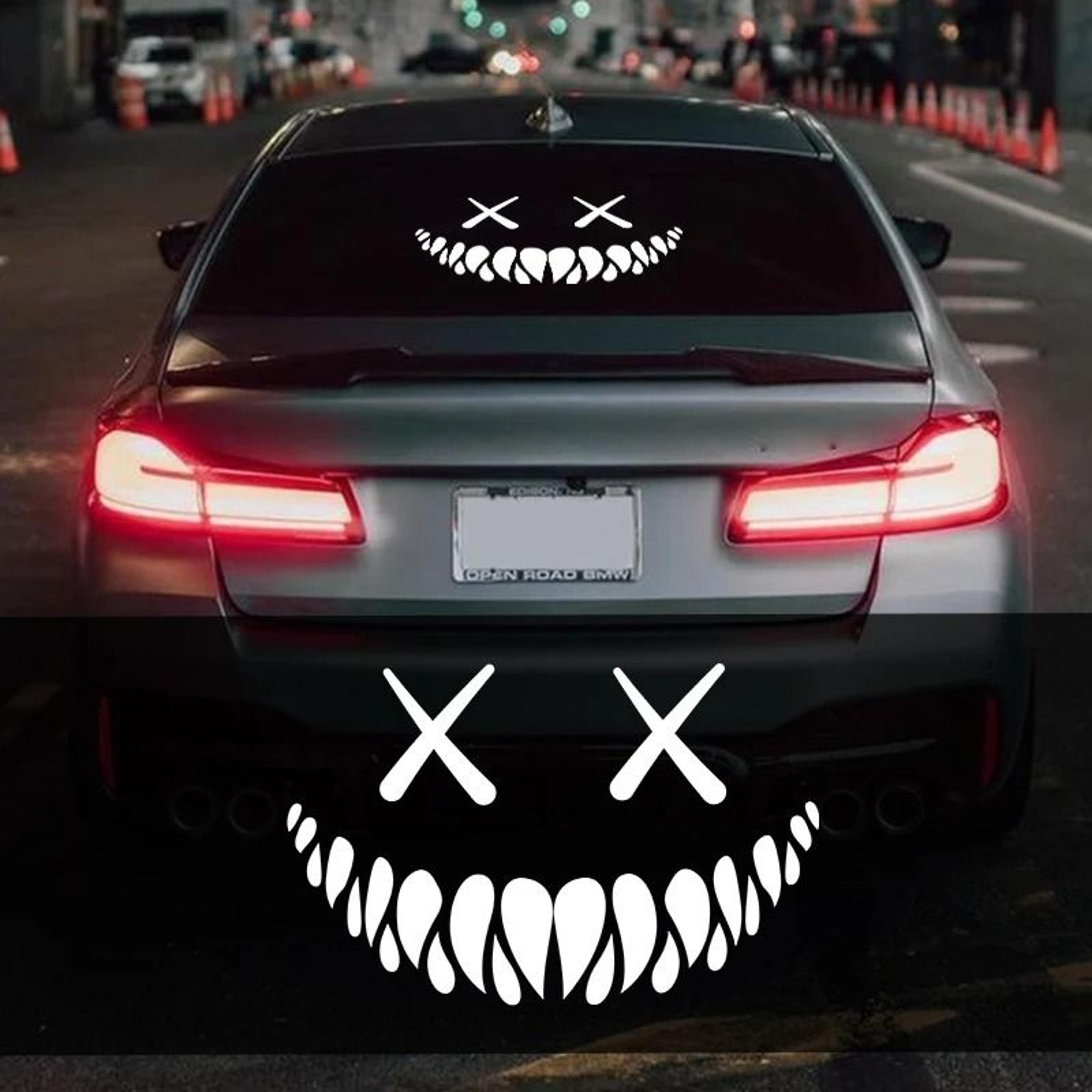 demon smiling face car window vinyl sticker