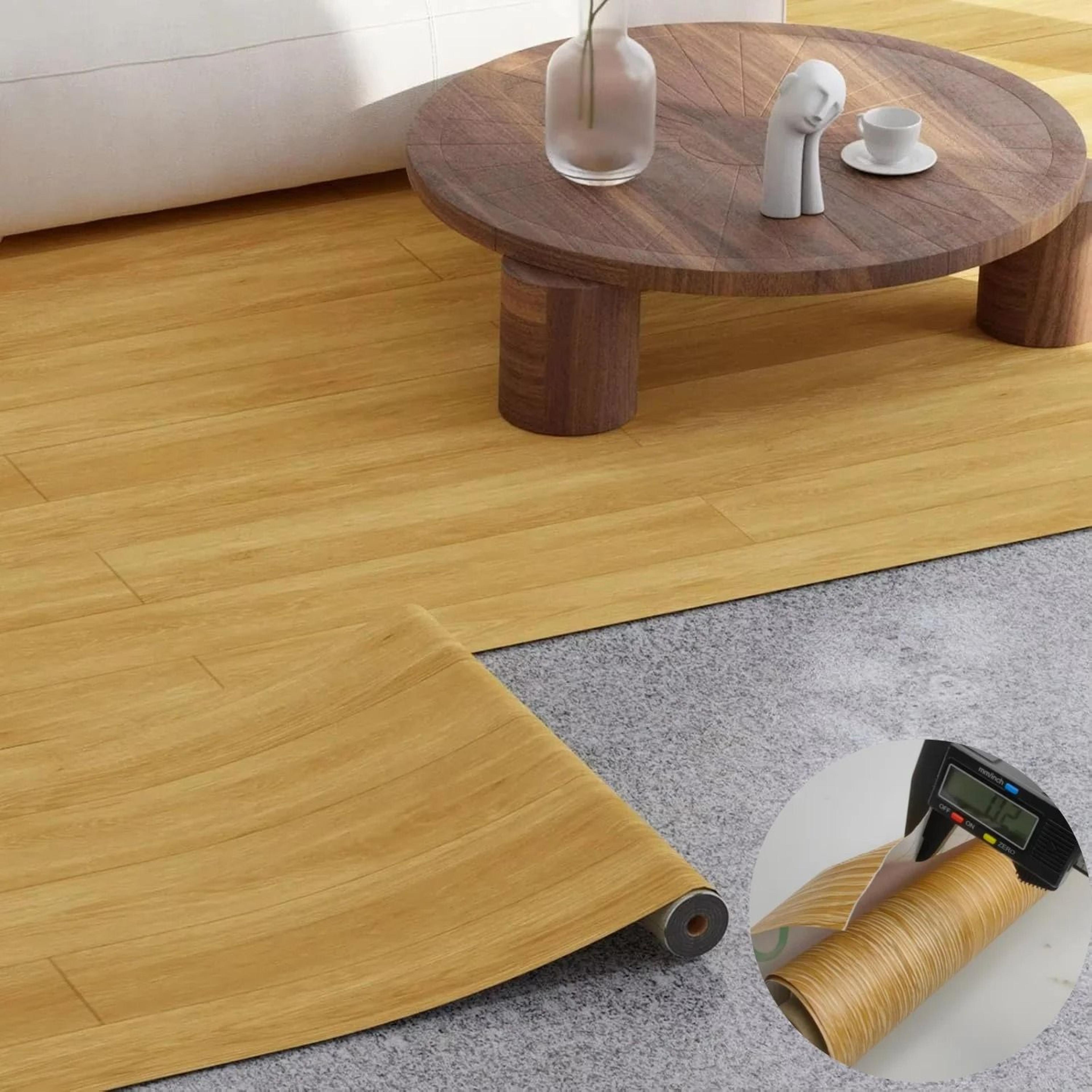 Wide Peel and Stick Wood Grain Vinyl Flooring Roll