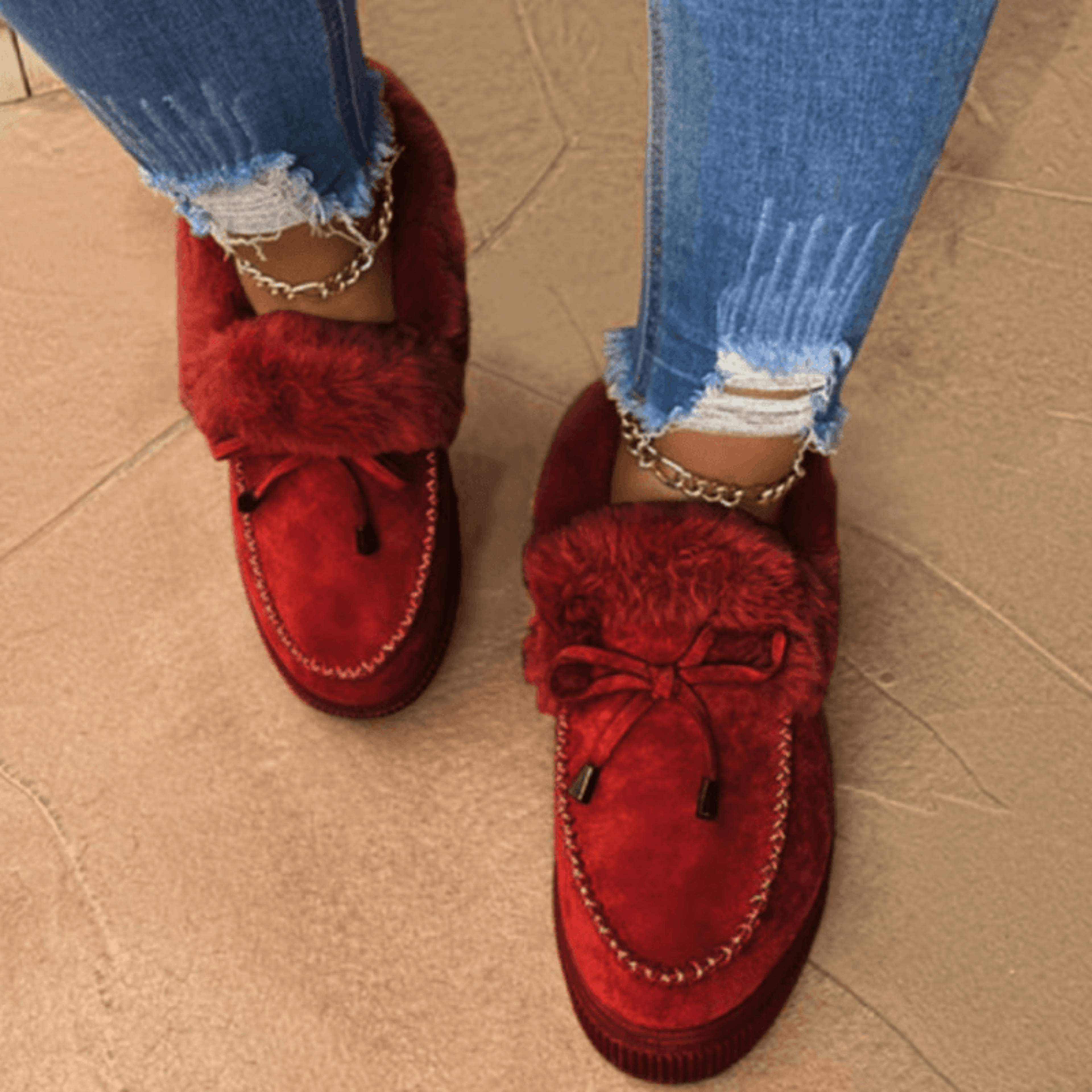 warm fleece shoes for women, non-slip supportive indoor outdoor winter