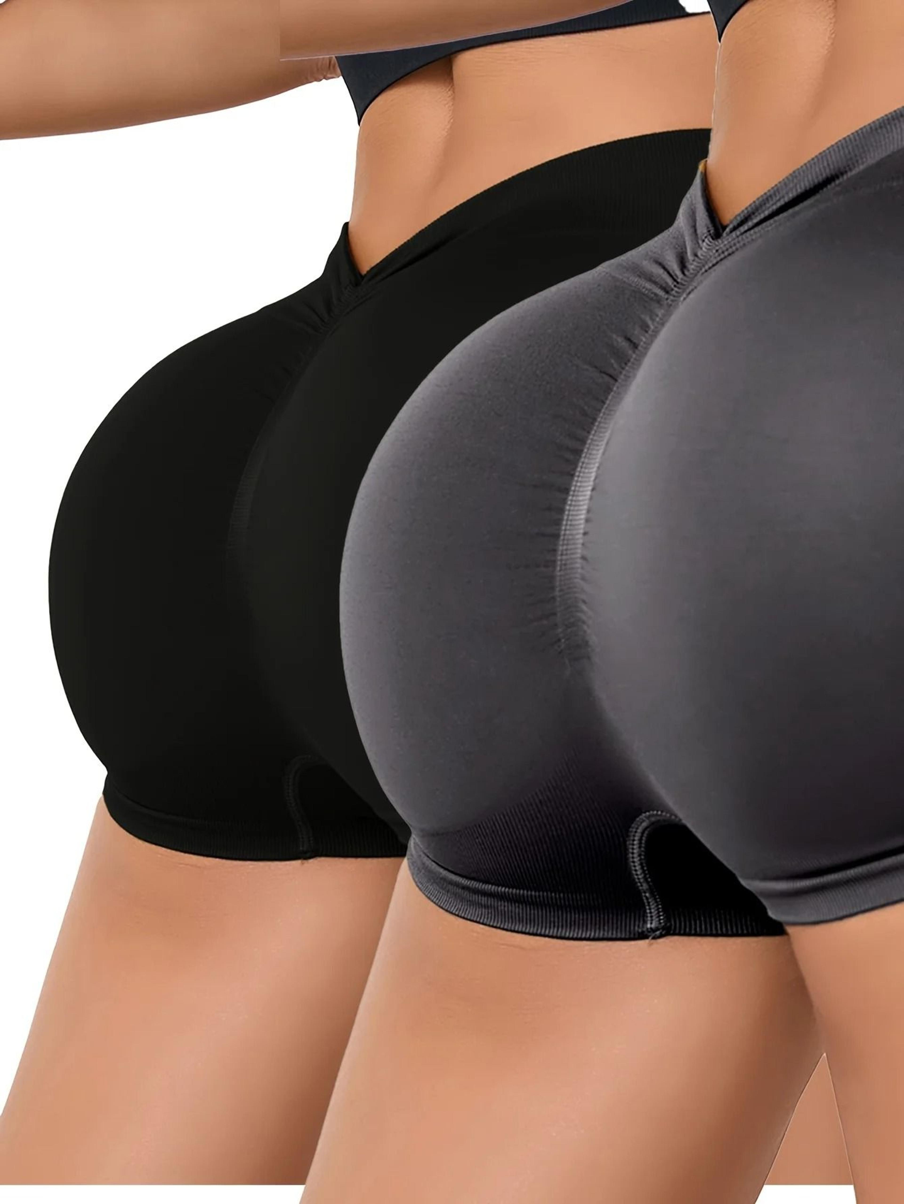 womens high waist seamless scrunch butt workout shorts two piece set