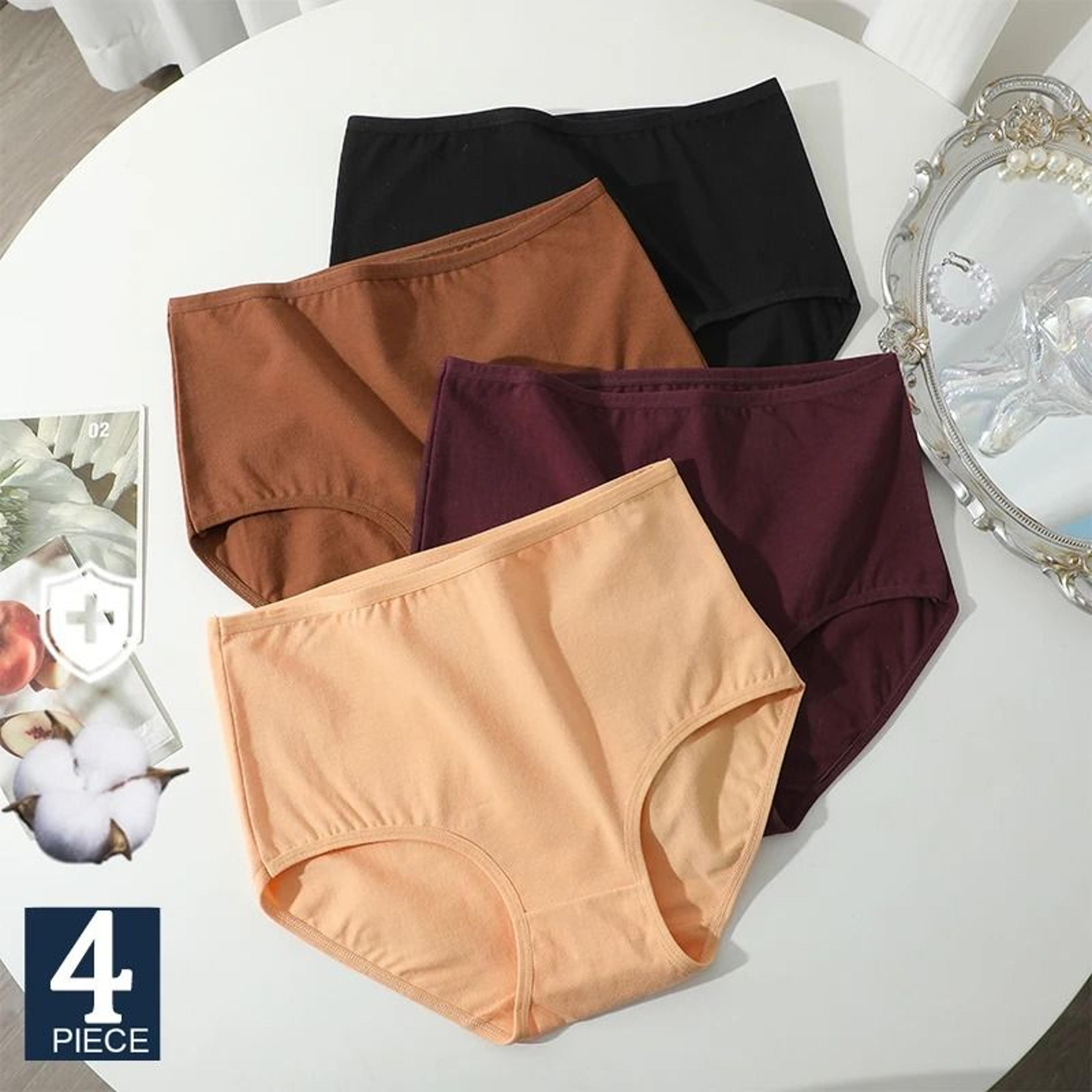 finetoo high waist cotton seamless panties for women breathable soft comfort underwear 4 piece set