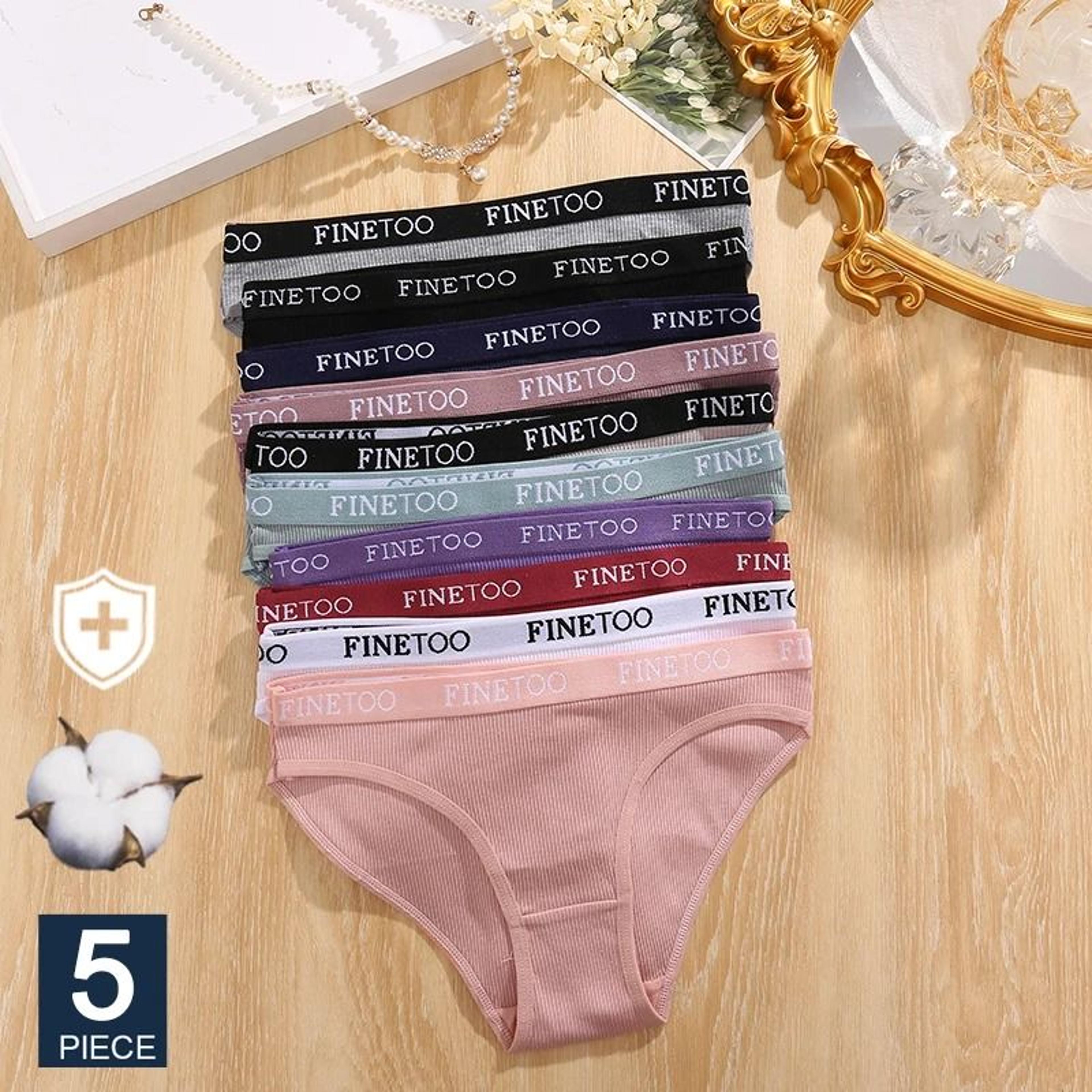 finetoo cotton brief panties for women breathable letter print underwear comfortable everyday 5 piece set