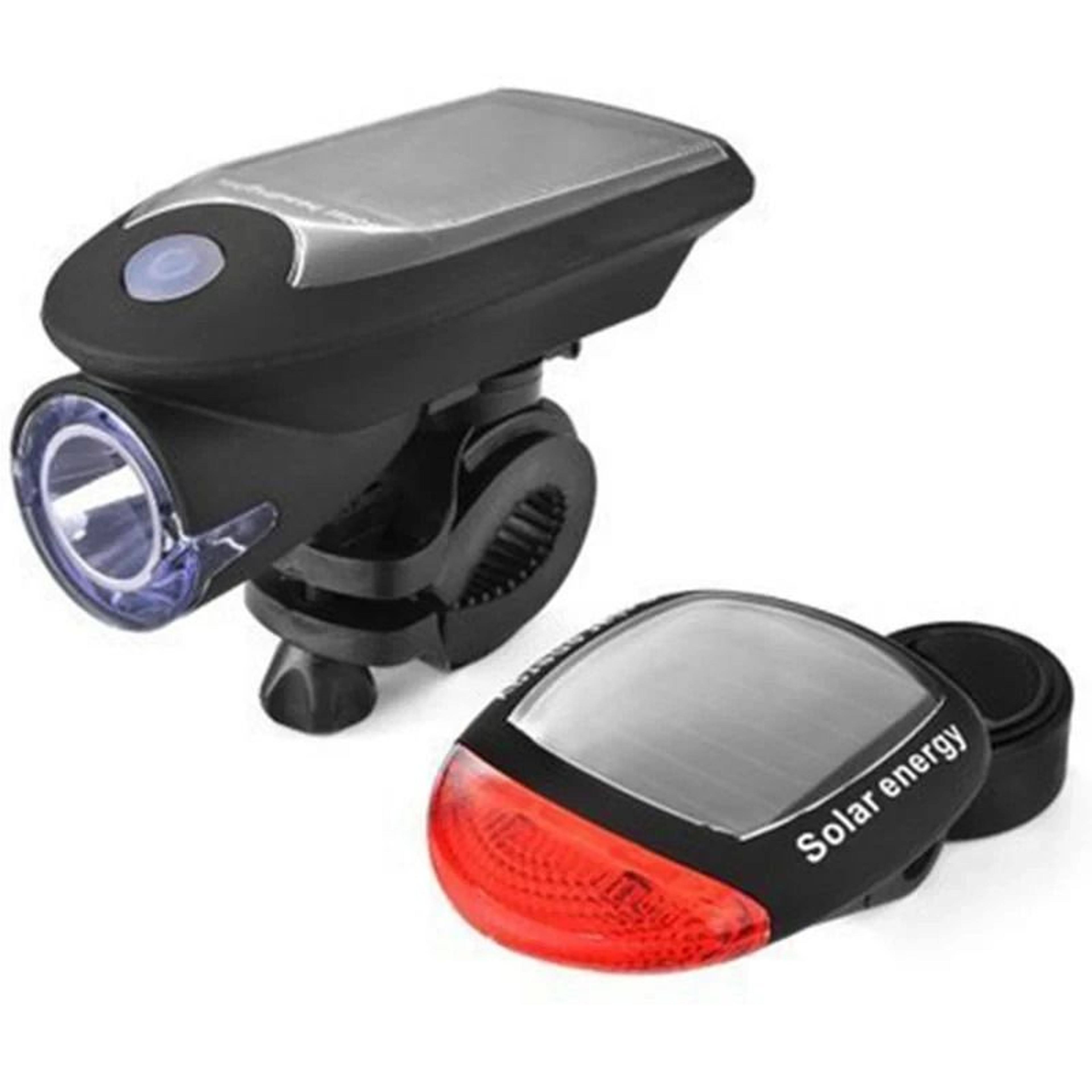 solar powered bicycle front and rear safety lights waterproof cycling lamp set