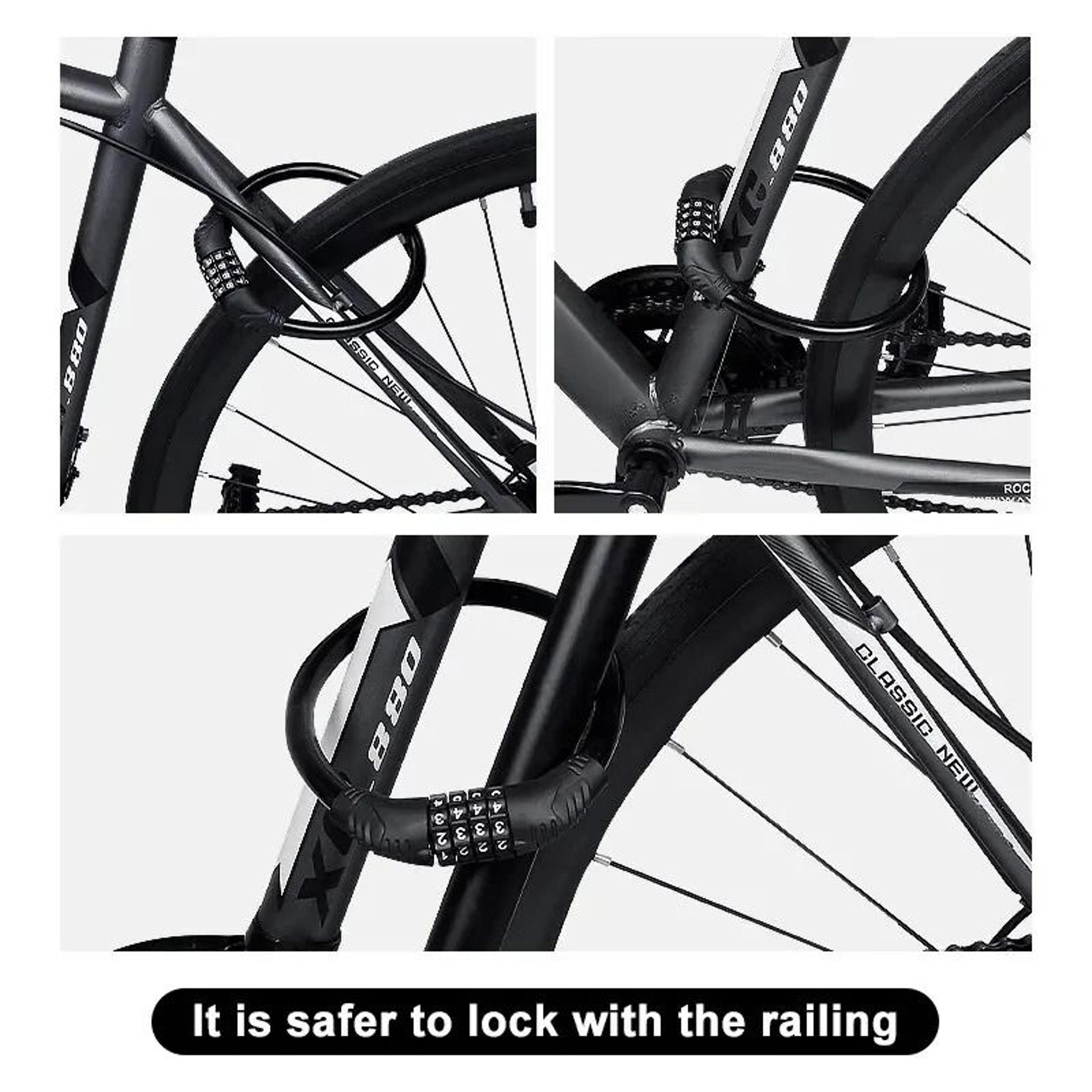 portable four digit bicycle combination lock for bike motorcycle and scooter