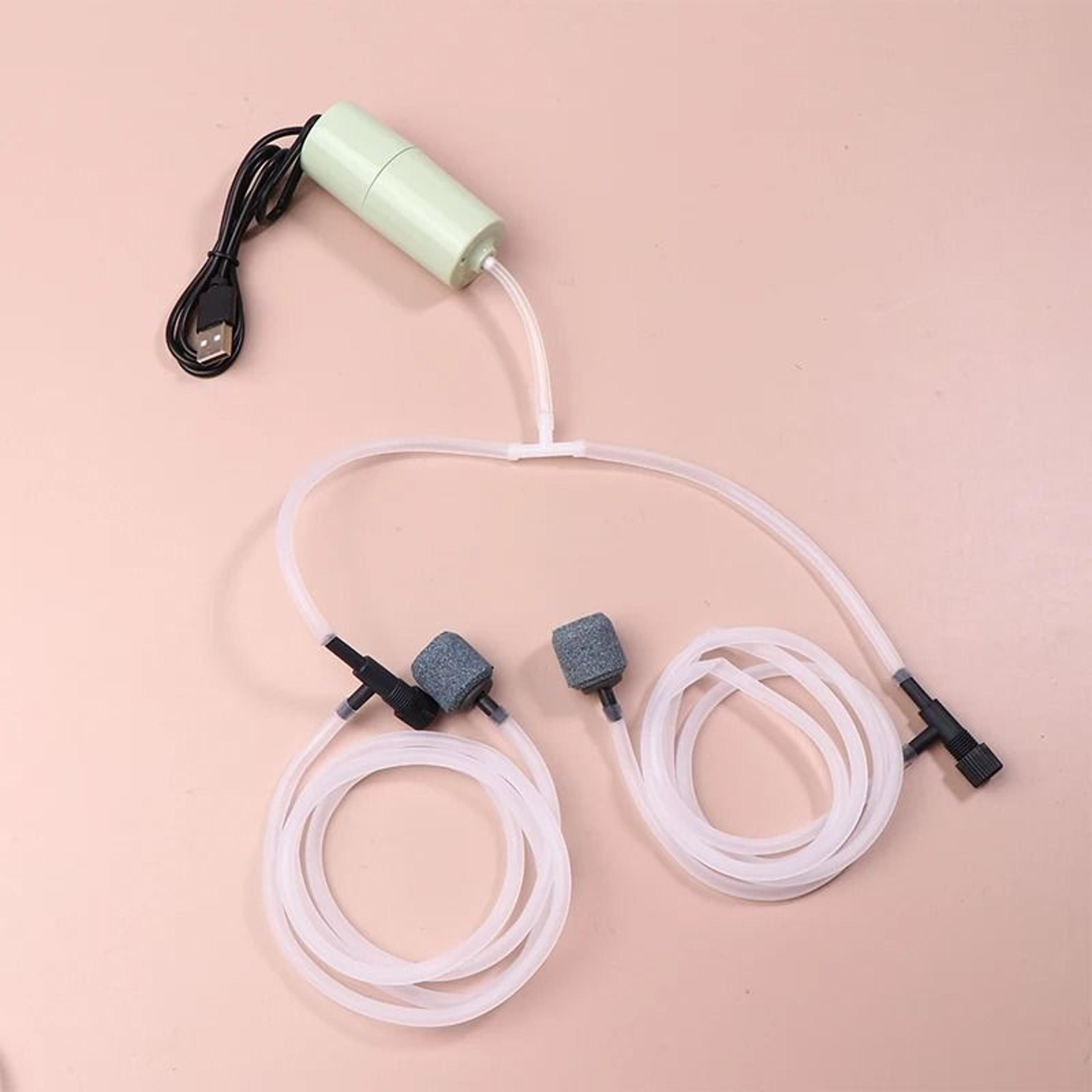 usb aquarium oxygen air pump dual outlet silent aerator