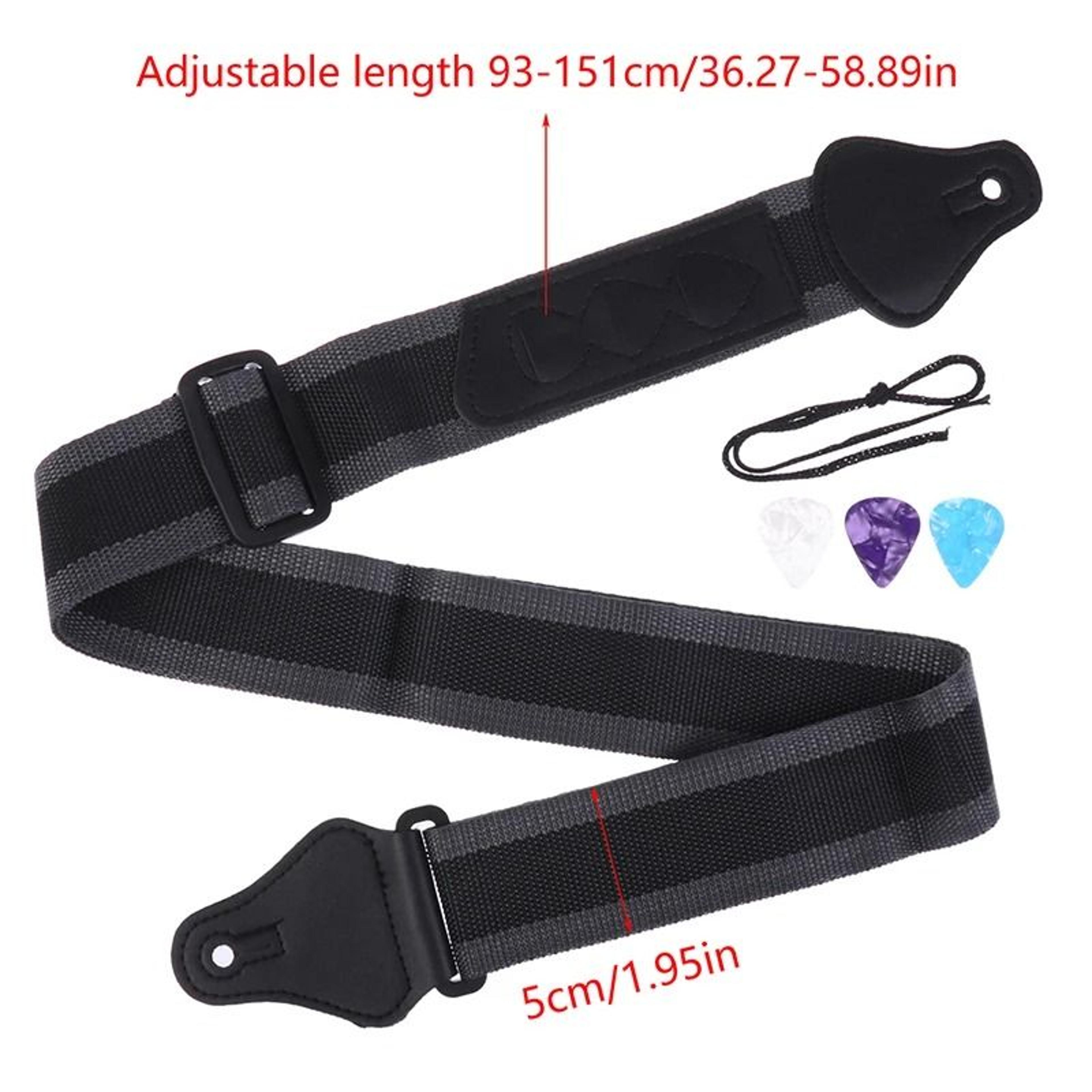 adjustable guitar strap with pick holder for electric acoustic bass guitar