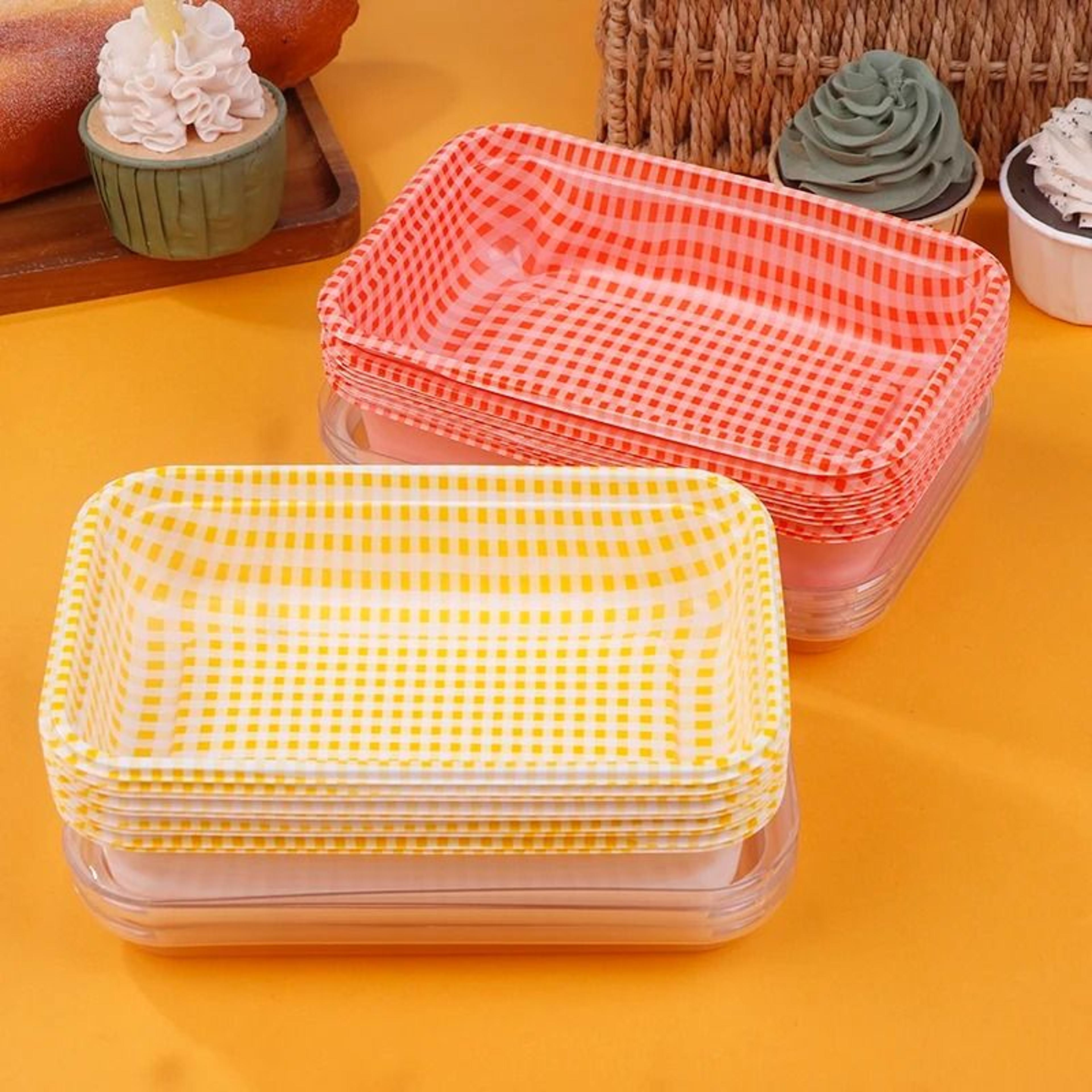 disposable rectangular plastic food containers with lids for cake picnic bento 10 piece set