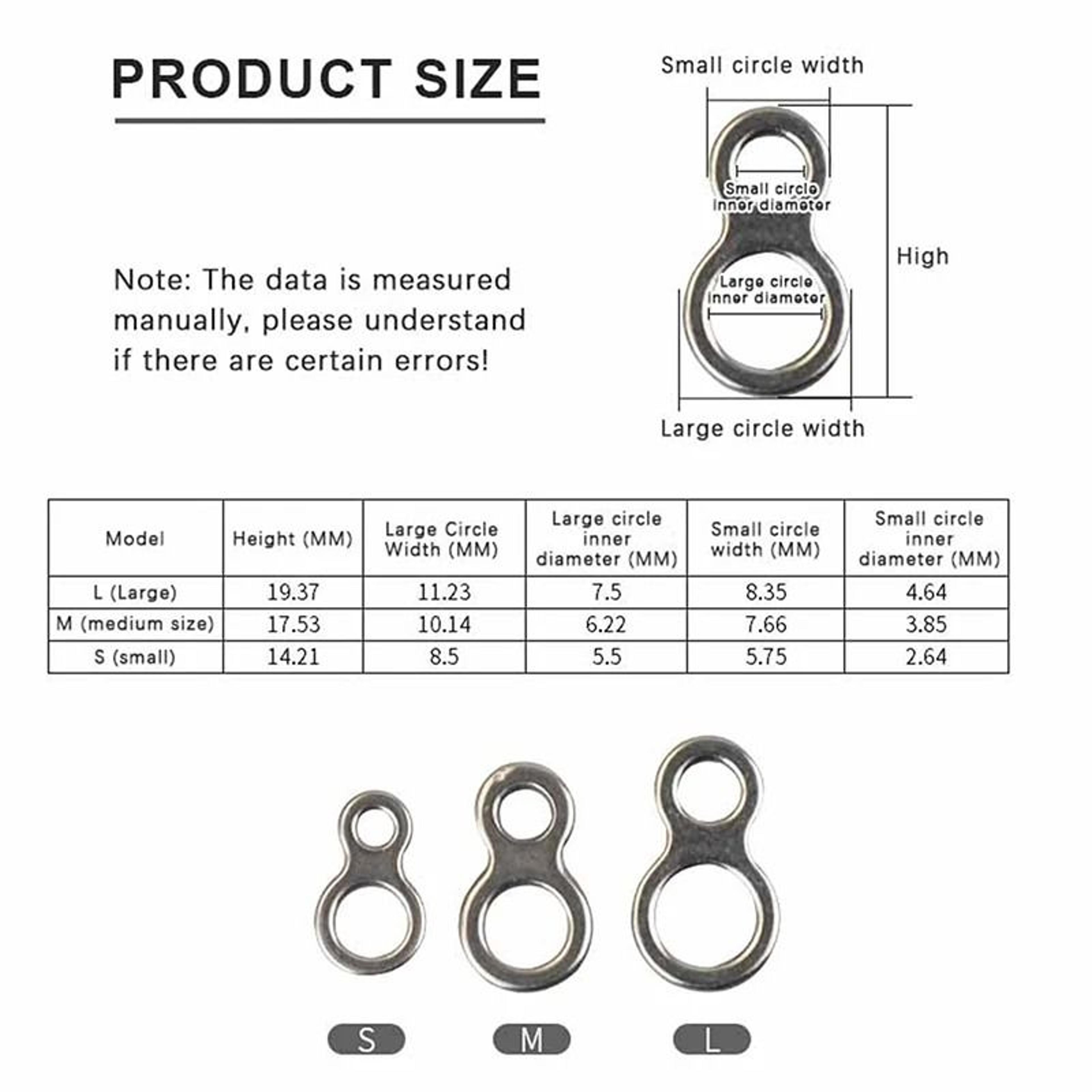 stainless steel assist hook figure 8 rings fishing lure connectors 10 piece set