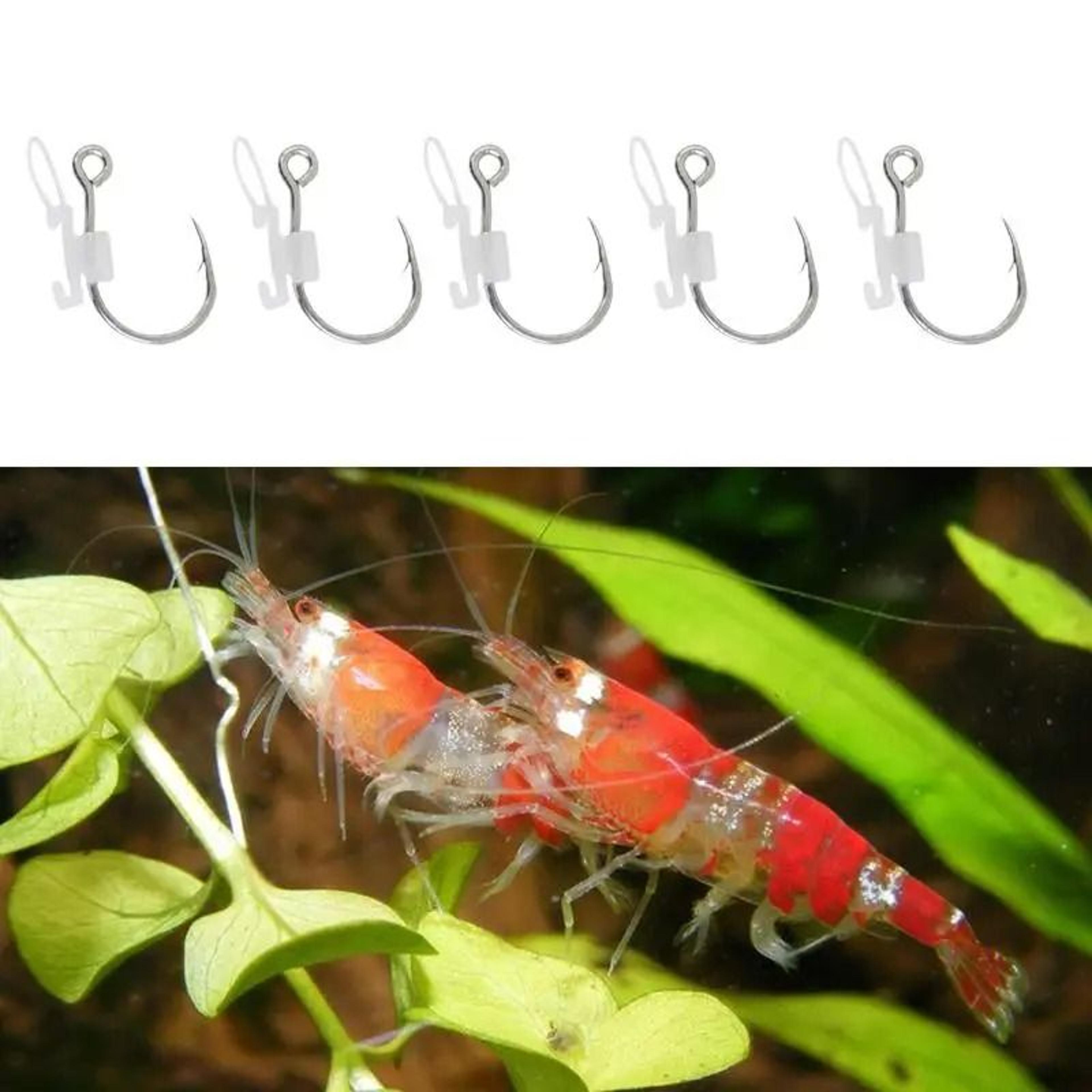 luminous live shrimp fixing hooks metal barbed fishing hook set