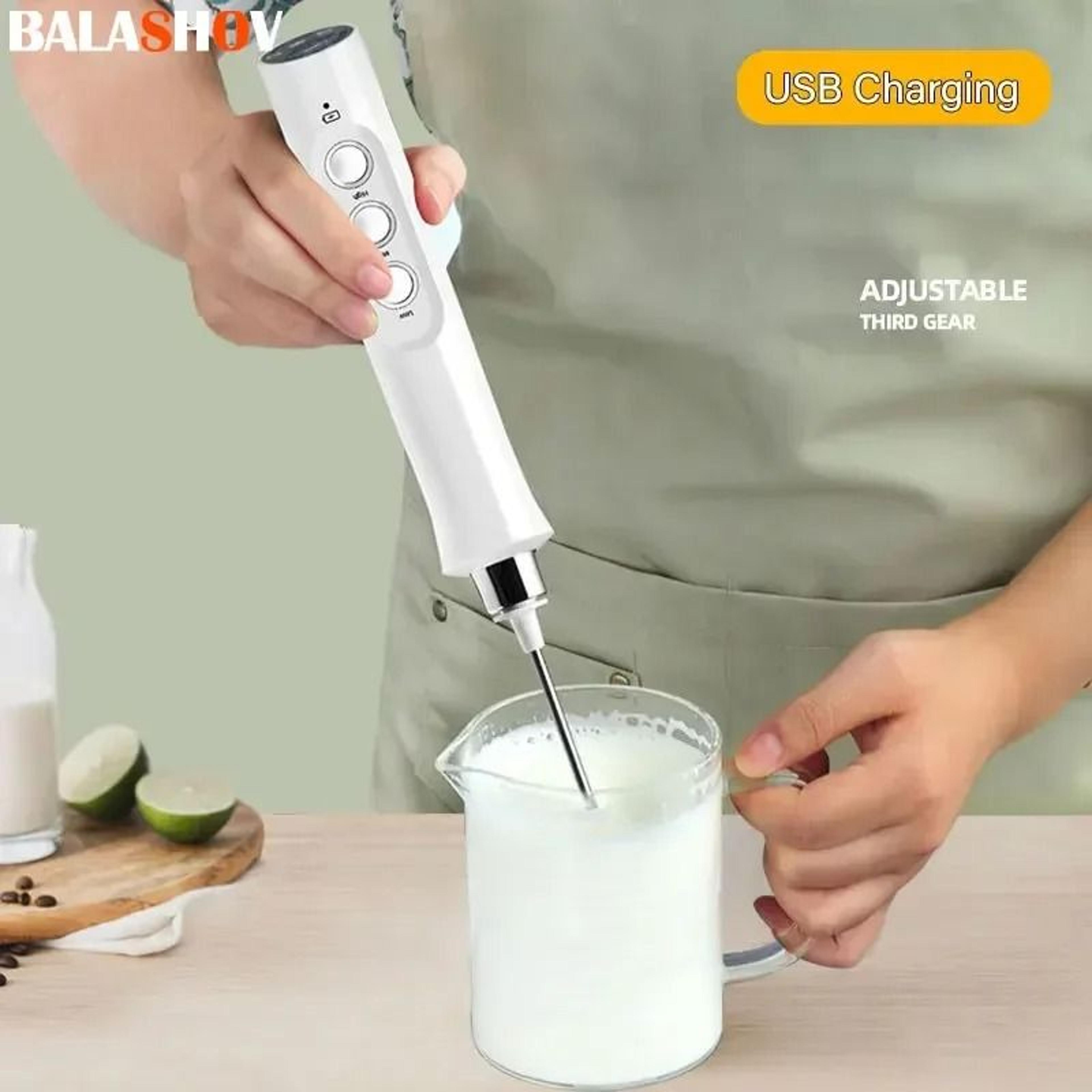3 in 1 rechargeable electric milk frother handheld coffee whisk mixer