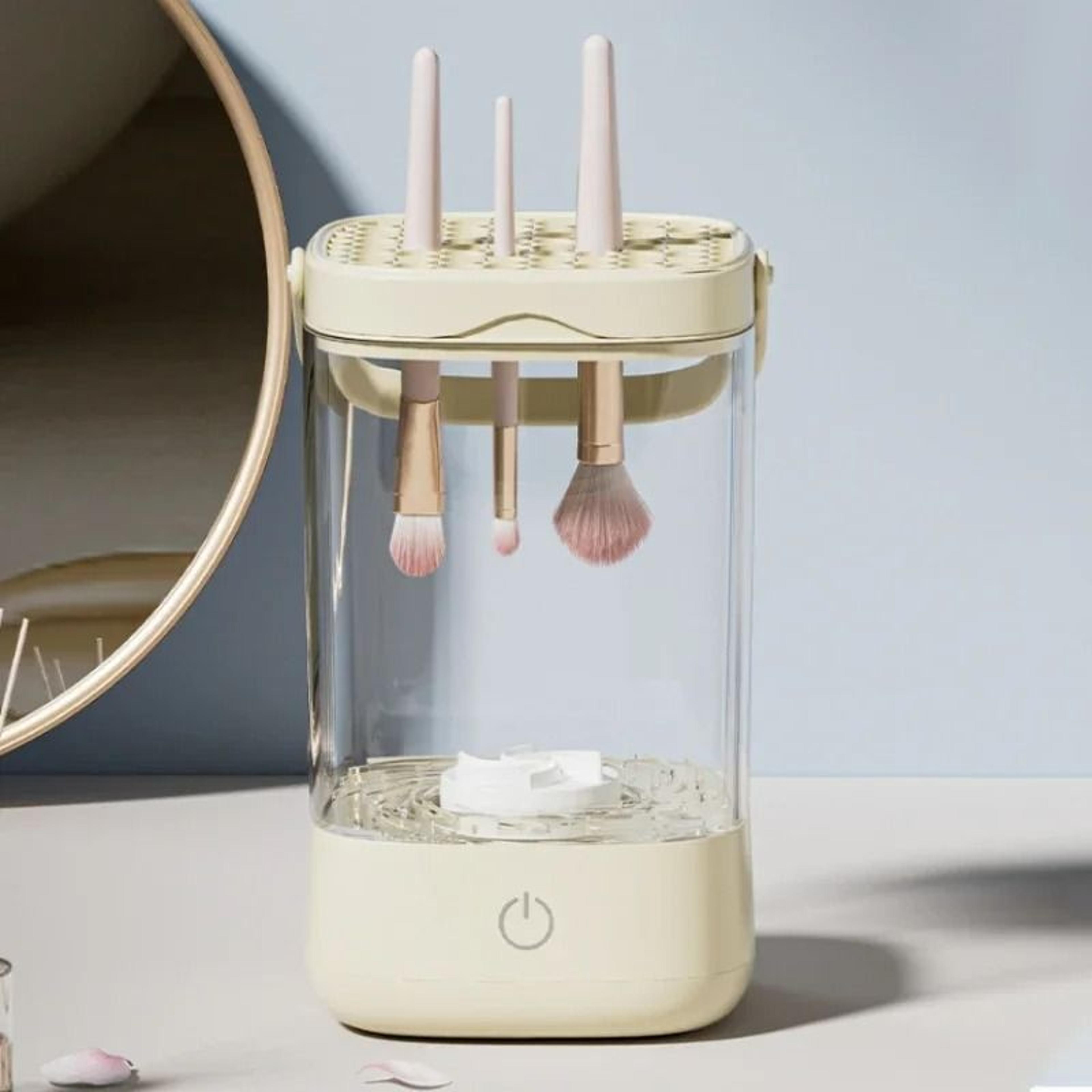 automatic electric makeup brush cleaner and dryer with drying rack