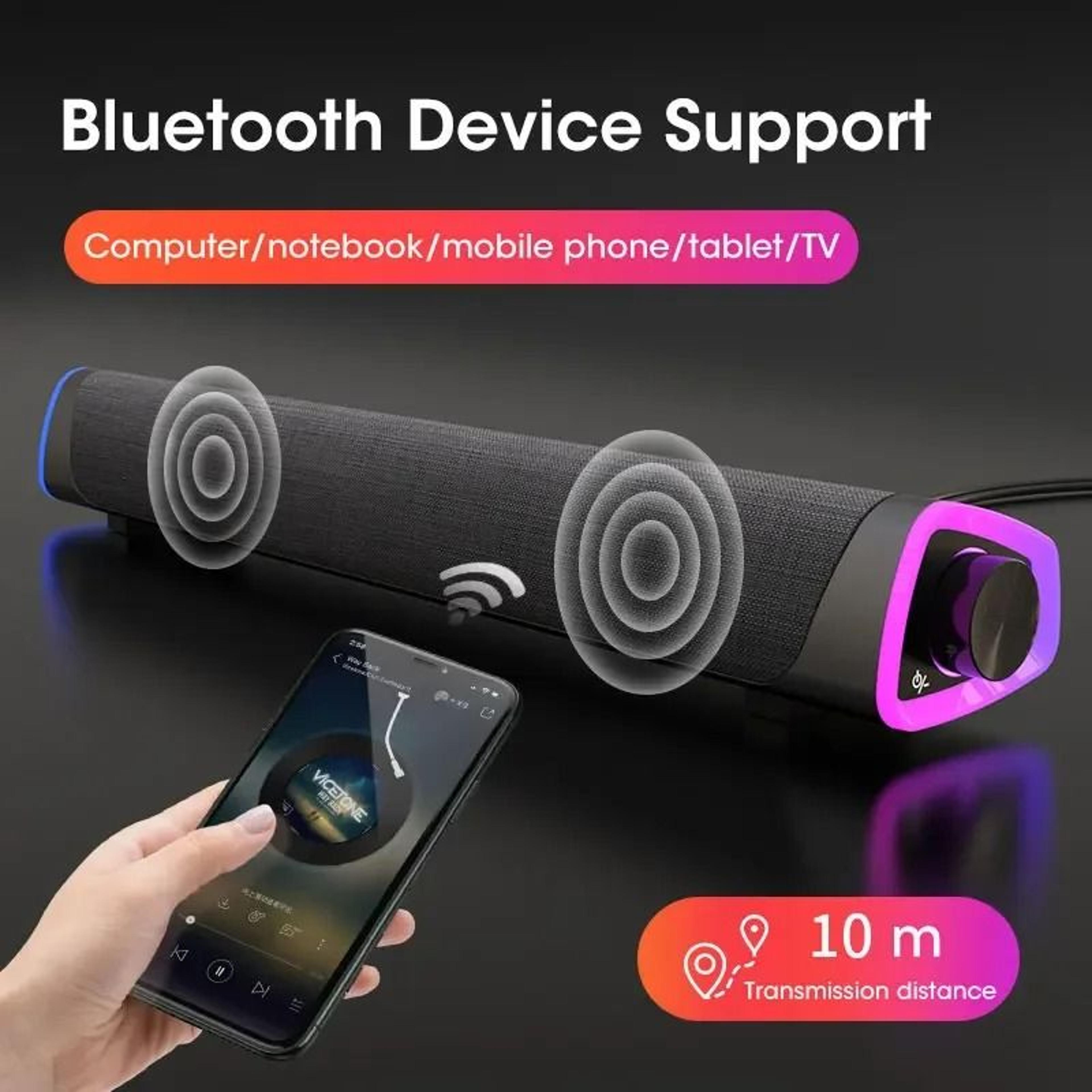 bluetooth computer soundbar speaker with subwoofer stereo surround for pc tv