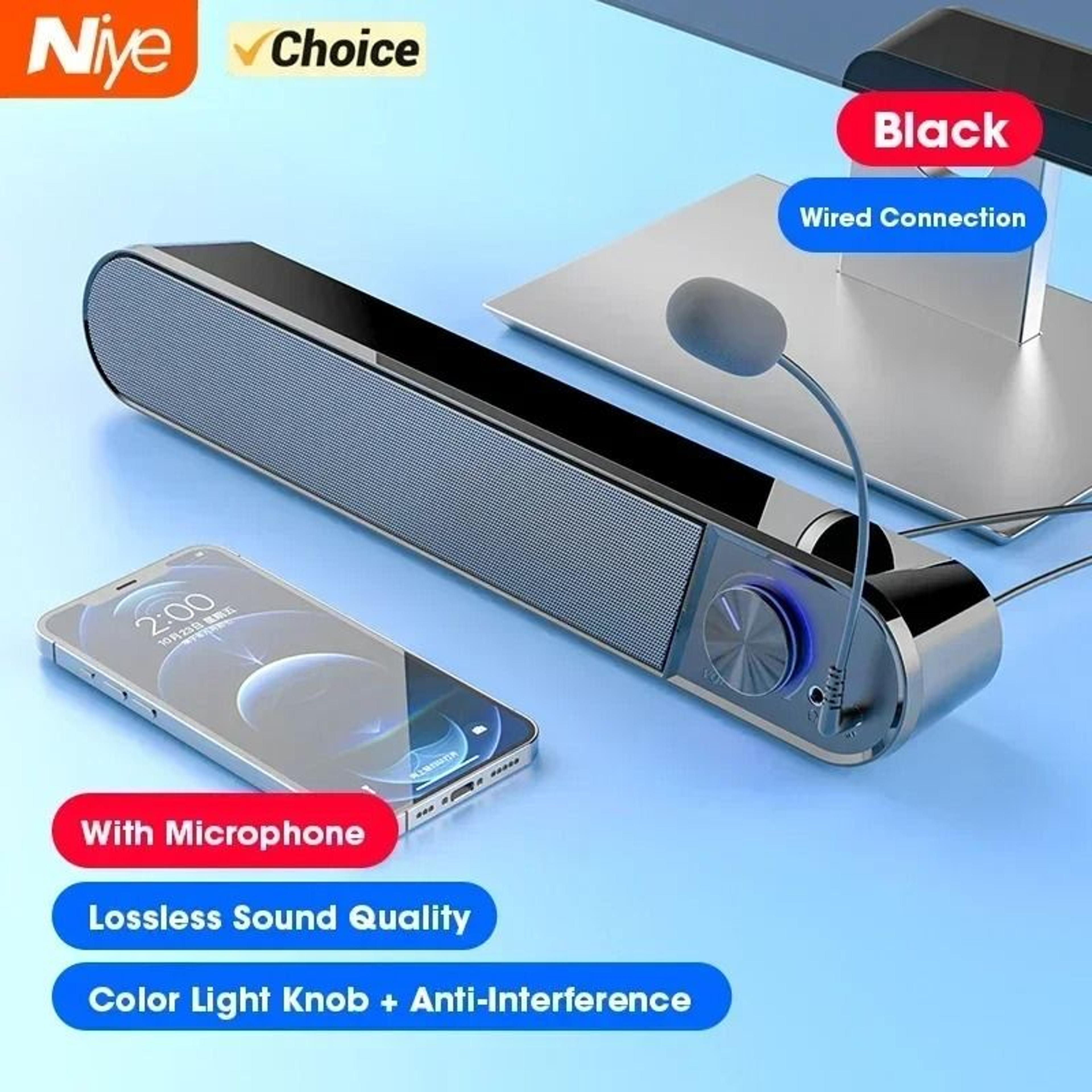 usb wired computer soundbar speaker with subwoofer for pc tv laptop and phon