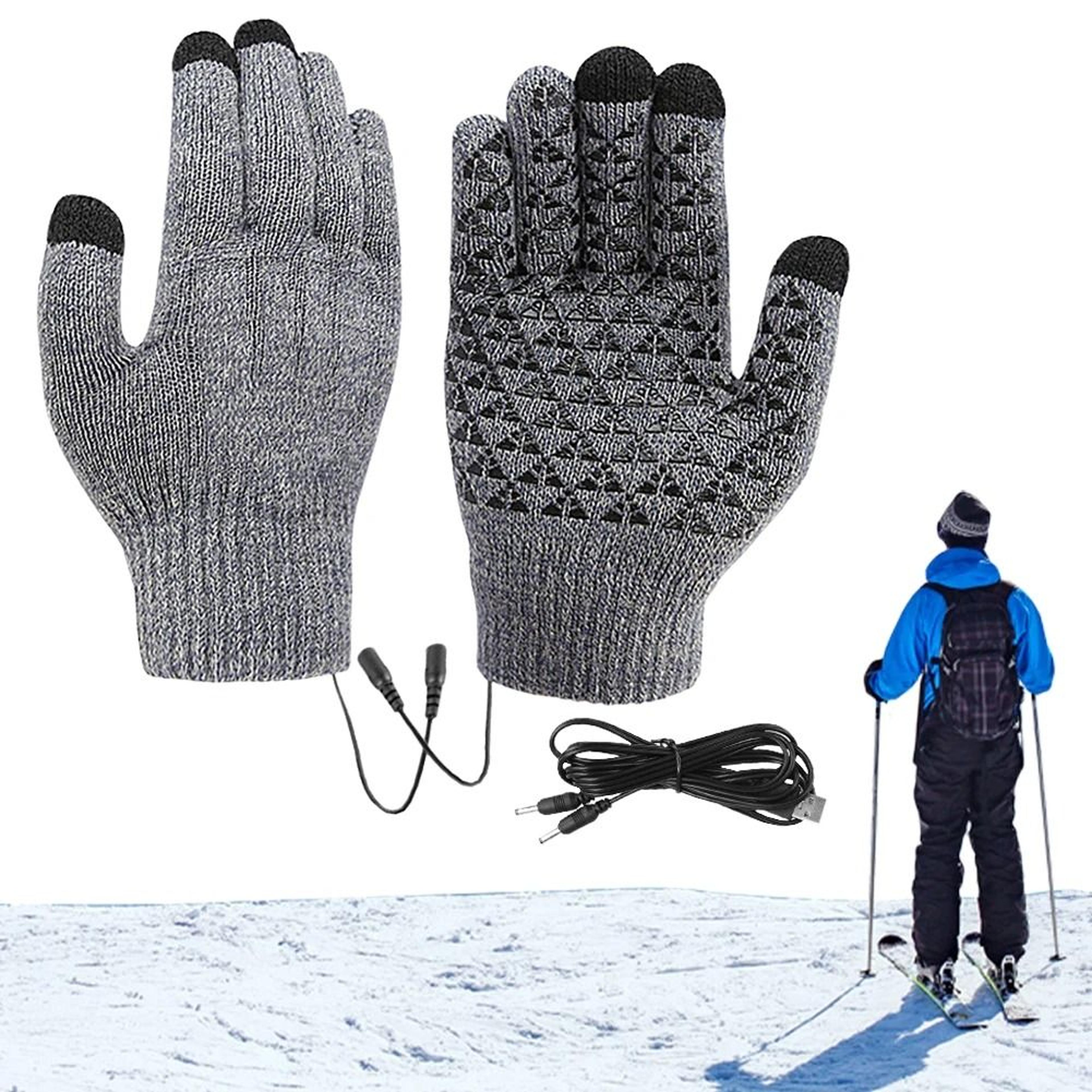 USB Electric Heated Full Finger Touch Screen Gloves Windproof Thermal Mitts